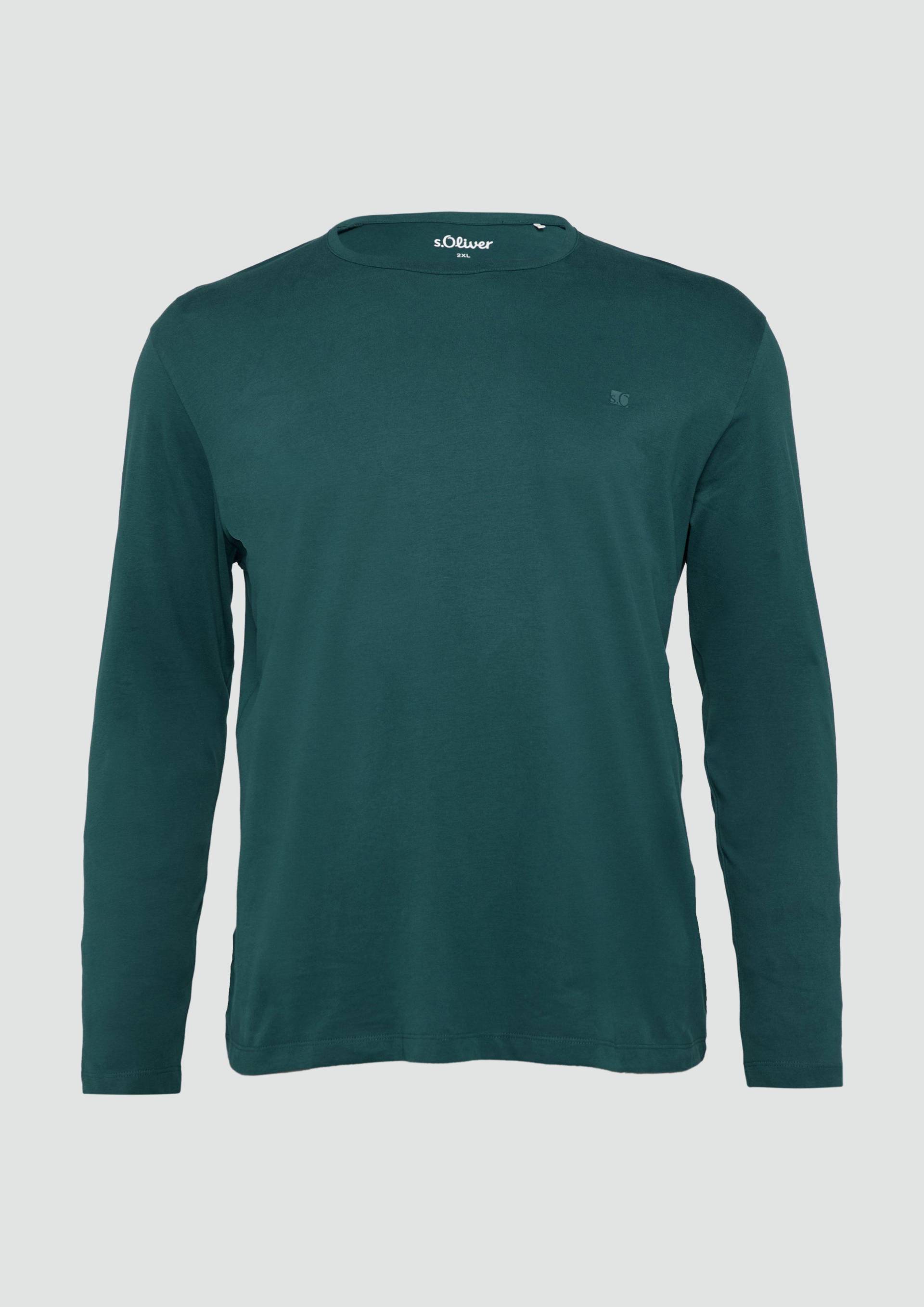 s.Oliver - Softes Longsleeve aus Jersey mit Logo-Detail, Herren, Blau von s.Oliver