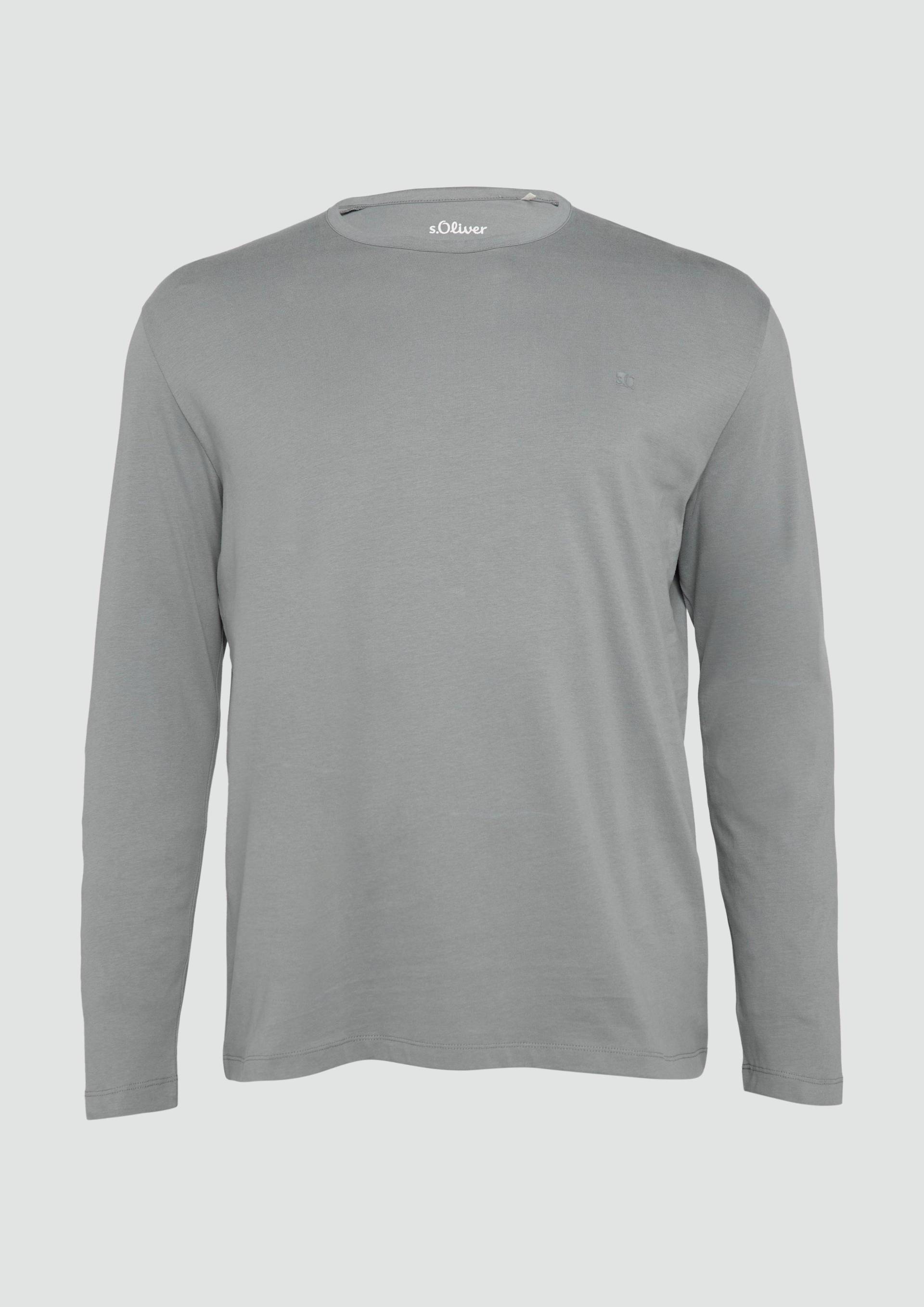 s.Oliver - Softes Longsleeve aus Jersey mit Logo-Detail, Herren, grau von s.Oliver