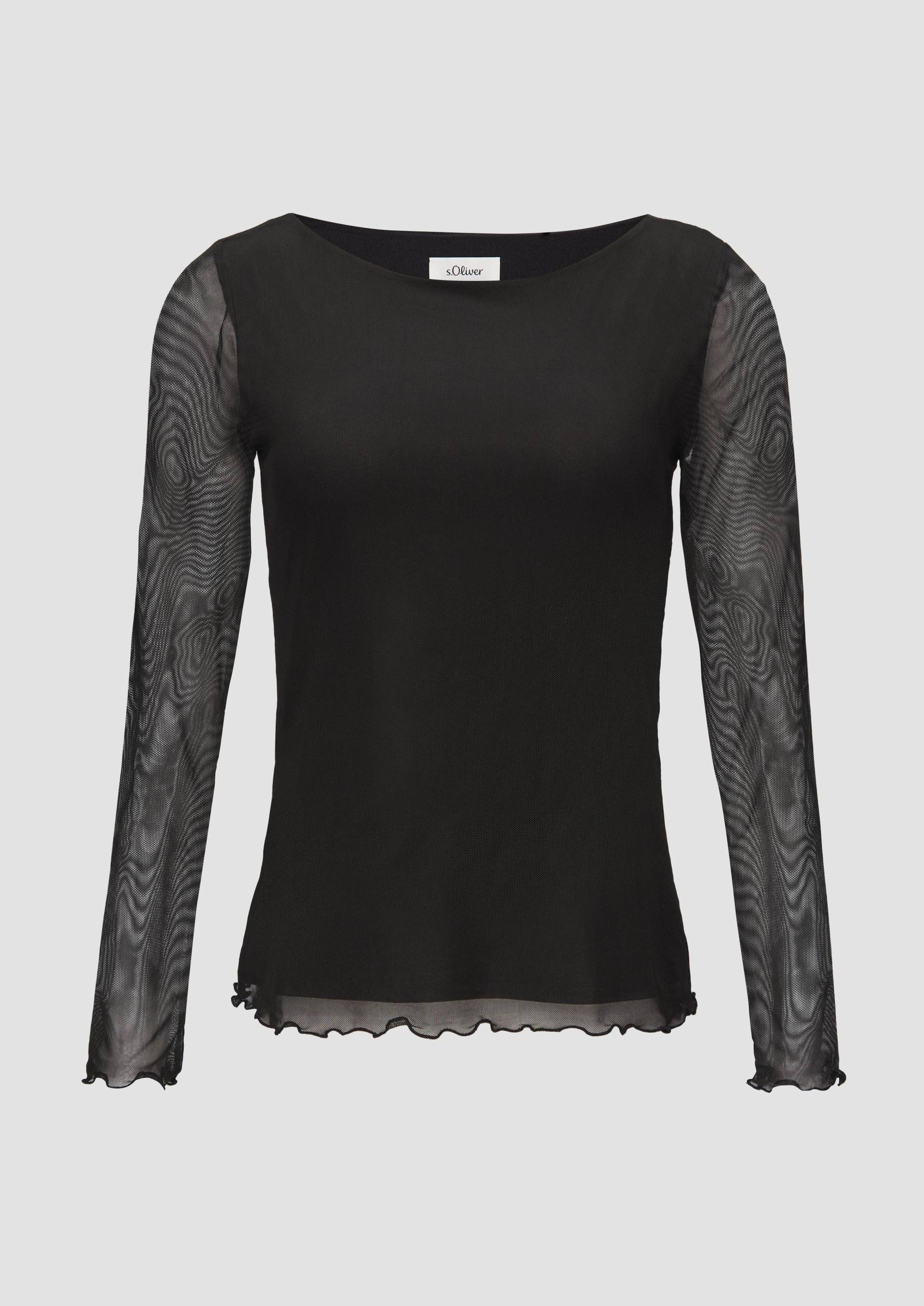 s.Oliver - Longsleeve aus Mesh im Slim Fit, Damen, schwarz von s.Oliver