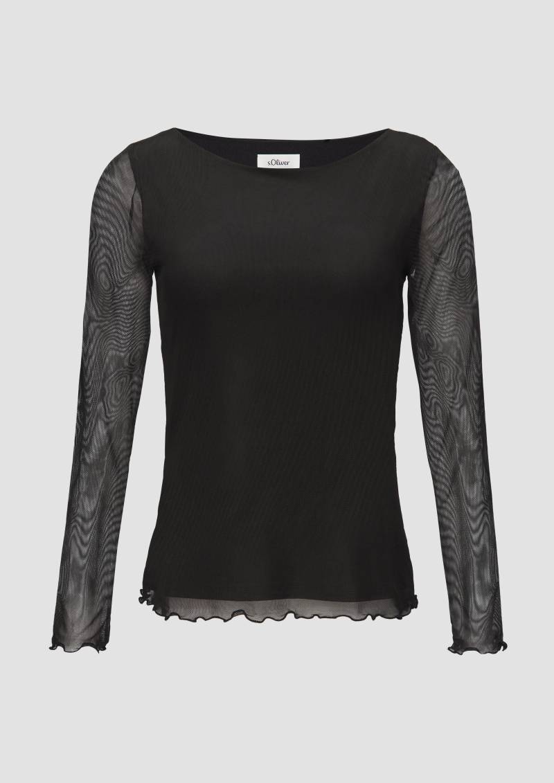 s.Oliver - Longsleeve aus Mesh im Slim Fit, Damen, schwarz von s.Oliver
