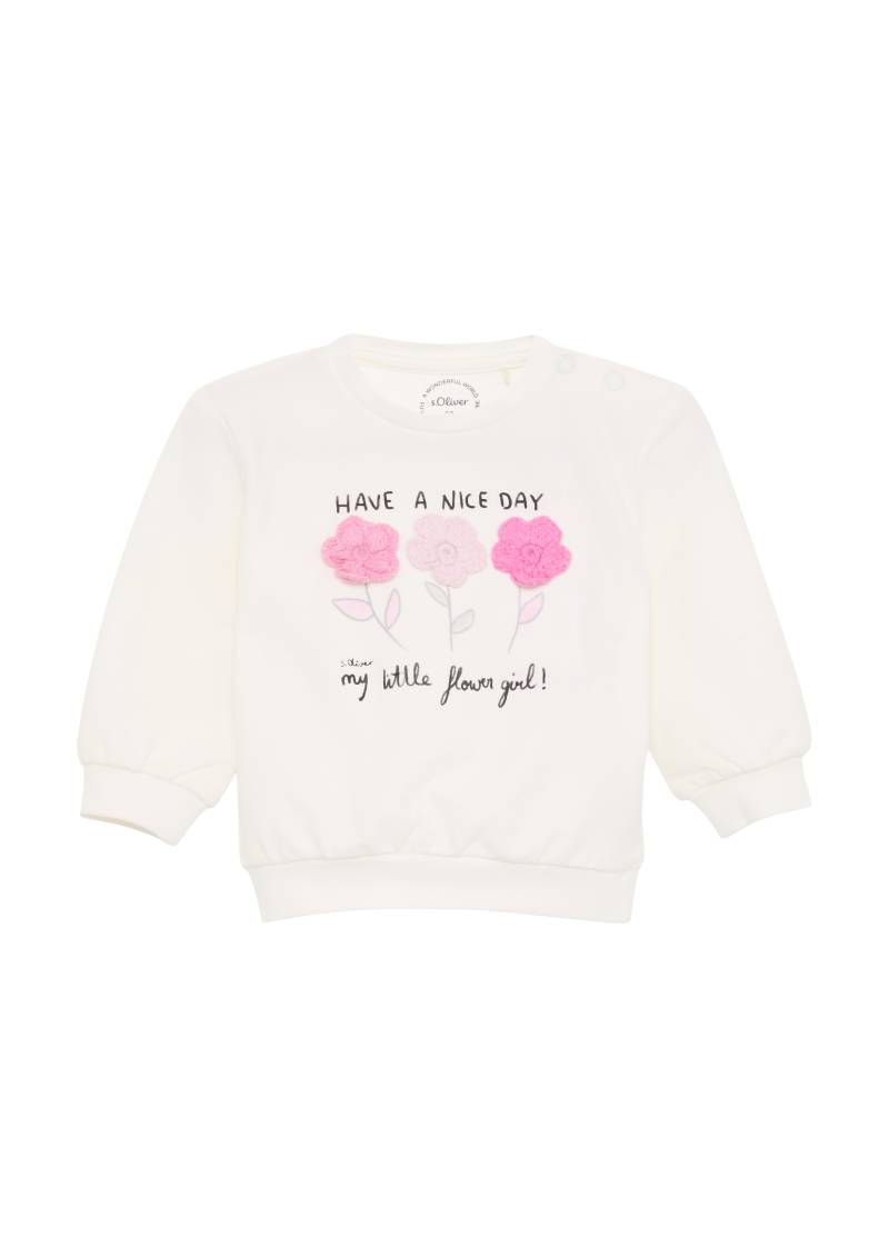 s.Oliver - Longsleeve aus Sweatware mit Frontprint und Applikationen, Babys, creme von s.Oliver
