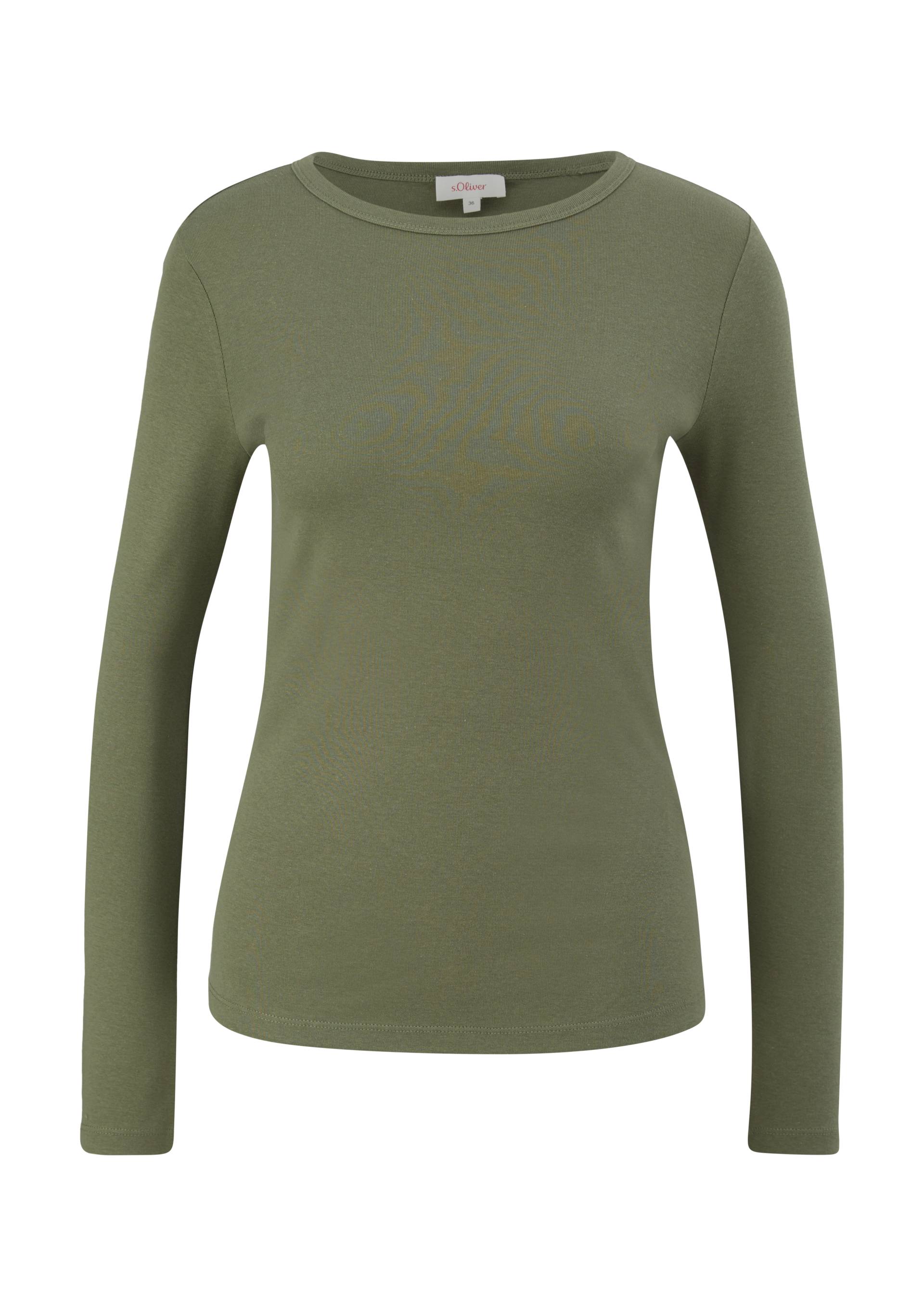 s.Oliver - Longsleeve im Slim Fit, Damen, Grün von s.Oliver