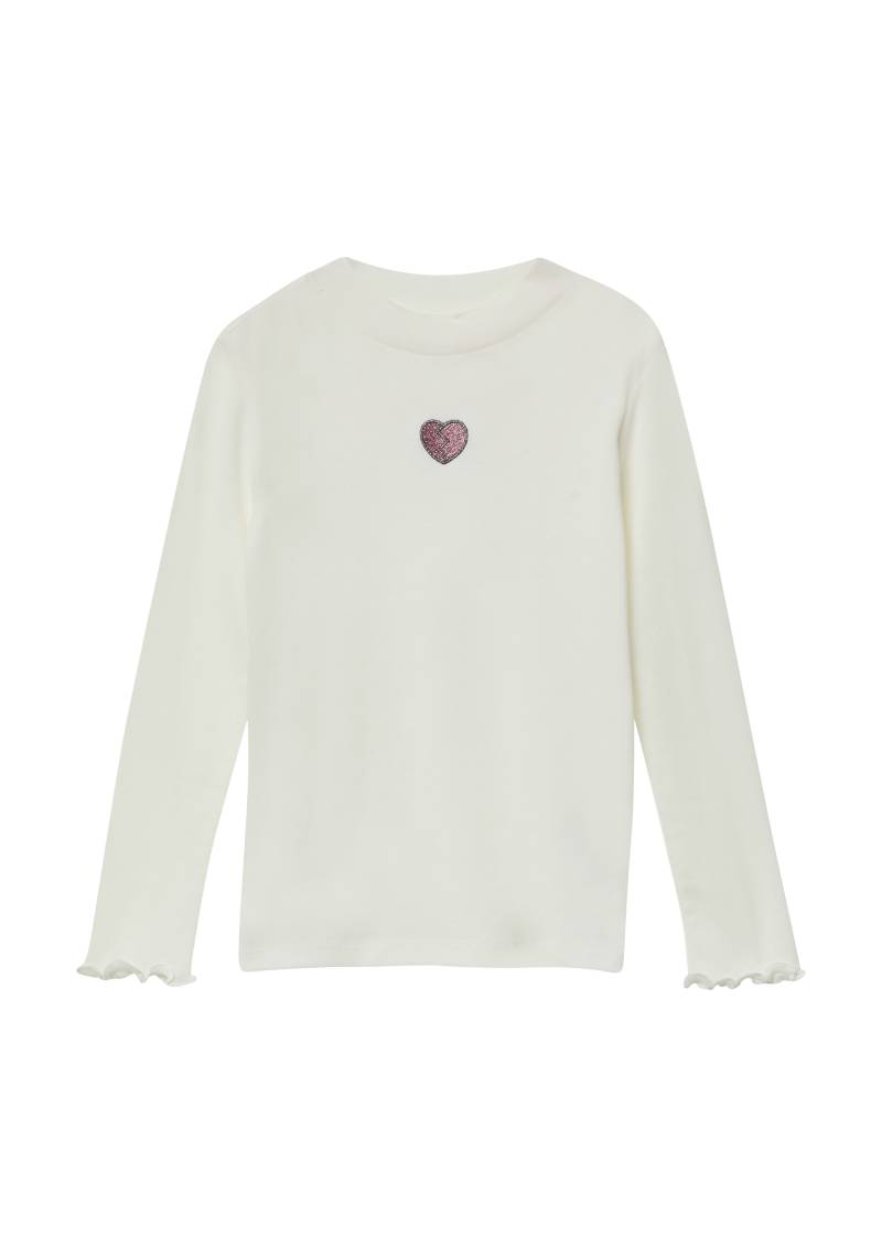 s.Oliver - Longsleeve im Slim Fit mit Glitzergarn-Stickerei, Kinder, creme|weiß von s.Oliver