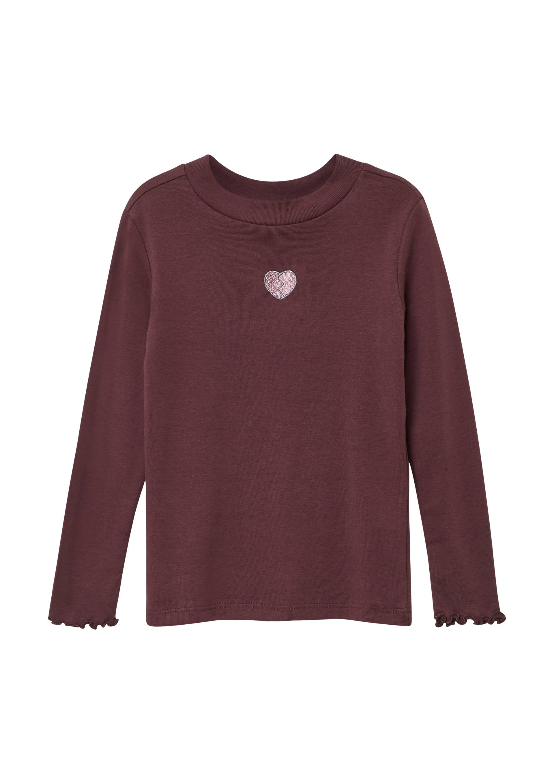 s.Oliver - Longsleeve im Slim Fit mit Glitzergarn-Stickerei, Kinder, rot von s.Oliver