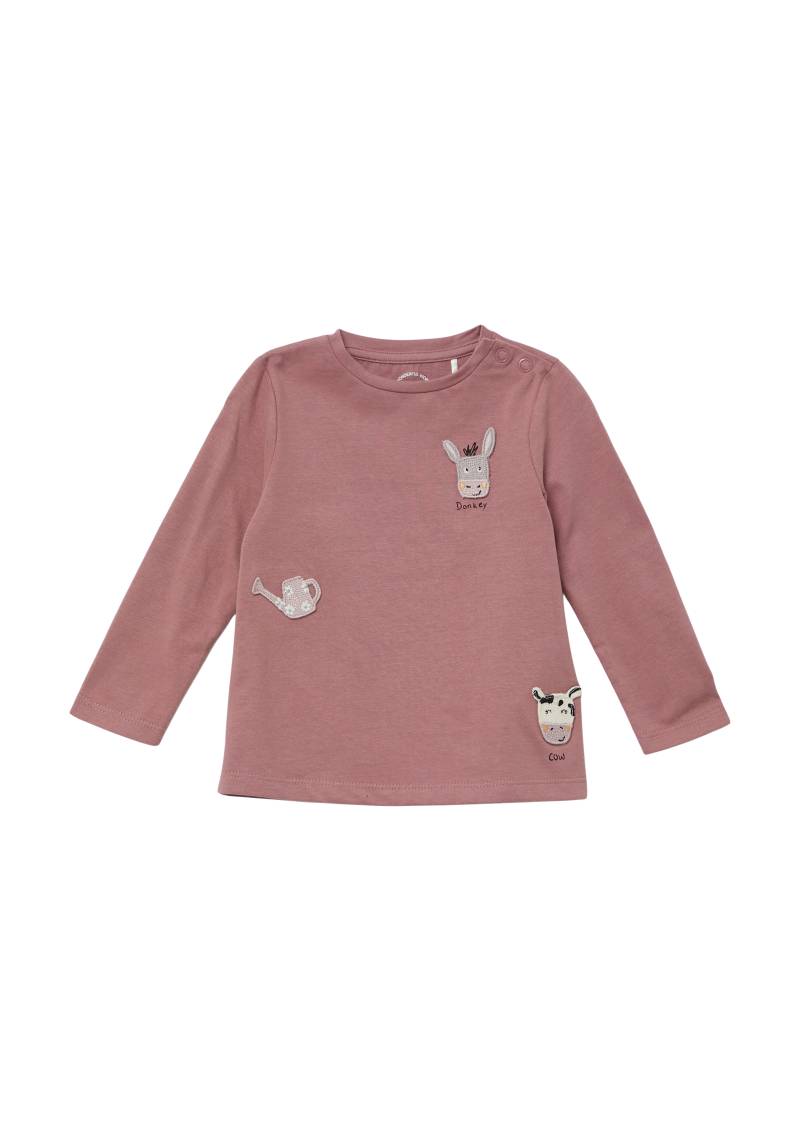 s.Oliver - Longsleeve in A-Form mit gestickten Patches, Babys, Rosa von s.Oliver