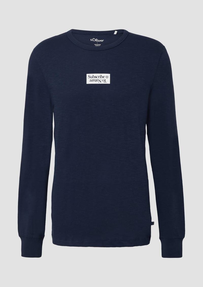 s.Oliver - Longsleeve mit Flammgarnstruktur und Frontprint, Herren, blau s.Oliver - Longsleeve mit Flammgarnstruktur und Frontprint, Herren, blau von s.Oliver