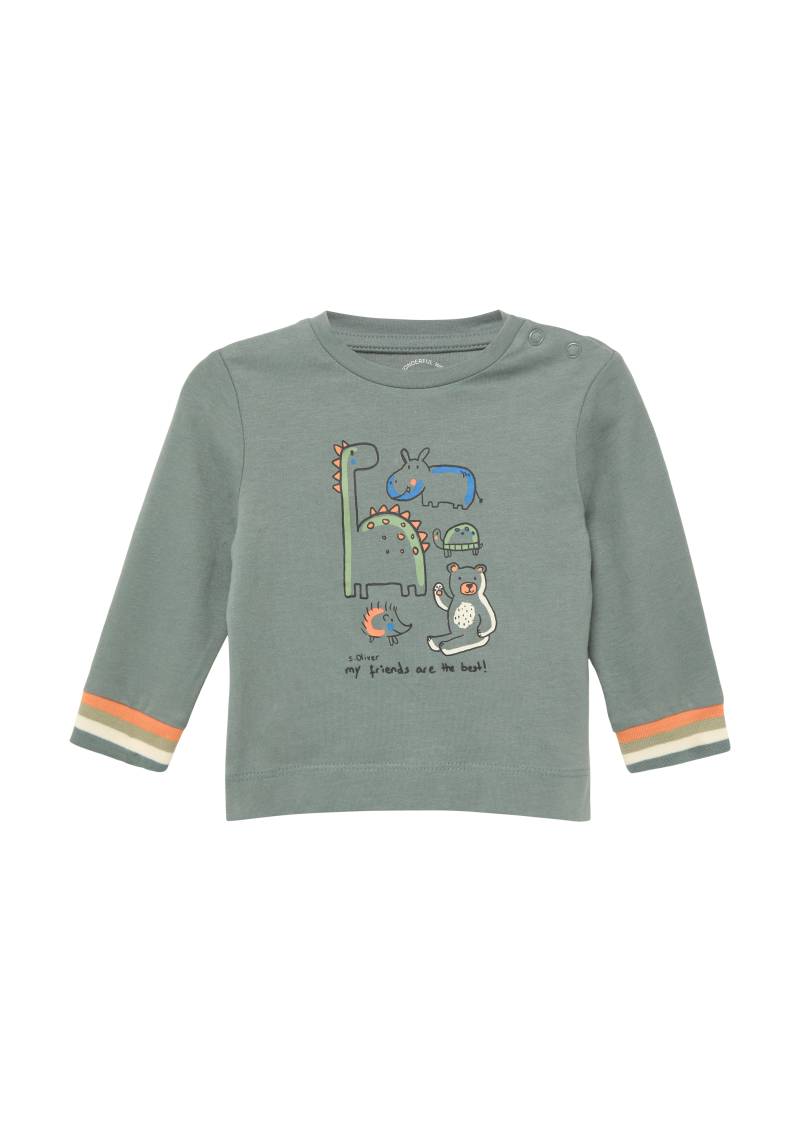 s.Oliver - Longsleeve mit Frontprint und Multicolour-Bündchen, Babys, grau von s.Oliver