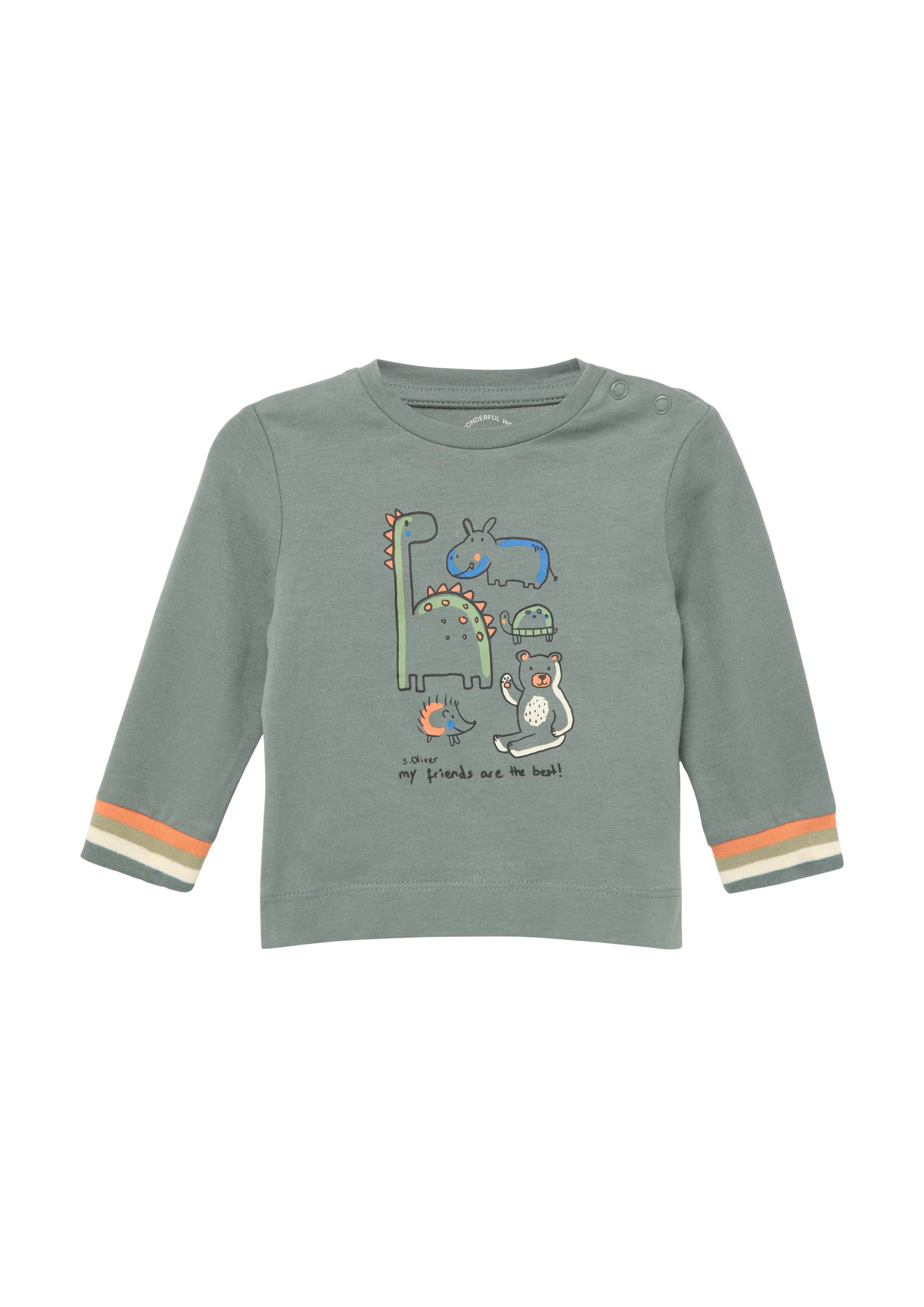s.Oliver - Longsleeve mit Frontprint und Multicolour-Bündchen, Babys, grau von s.Oliver