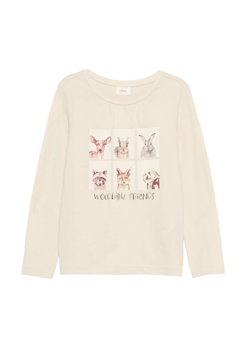 s.Oliver - Longsleeve mit Frontprint und Raffung, Kinder, Beige von s.Oliver