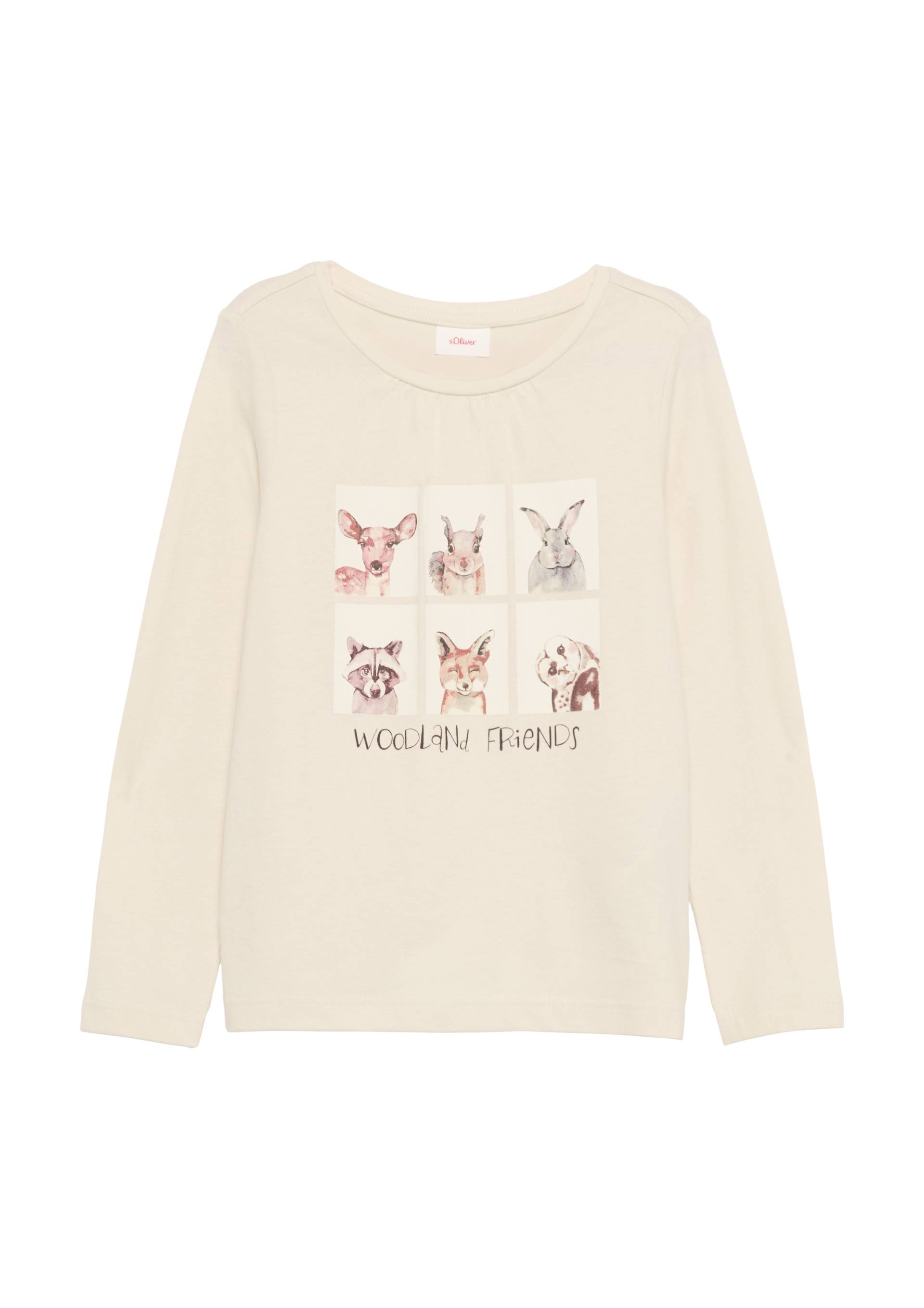 s.Oliver - Longsleeve mit Frontprint und Raffung, Kinder, Beige von s.Oliver