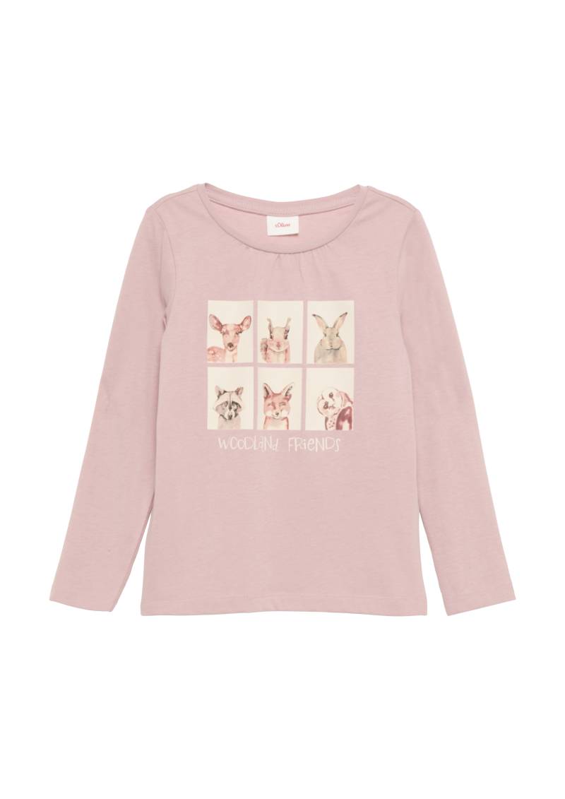 s.Oliver - Longsleeve mit Frontprint und Raffung, Kinder, Rosa von s.Oliver
