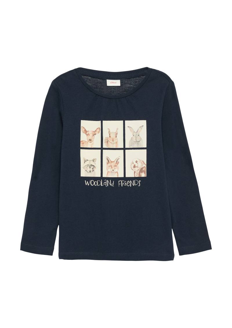 s.Oliver - Longsleeve mit Frontprint und Raffung, Kinder, blau von s.Oliver