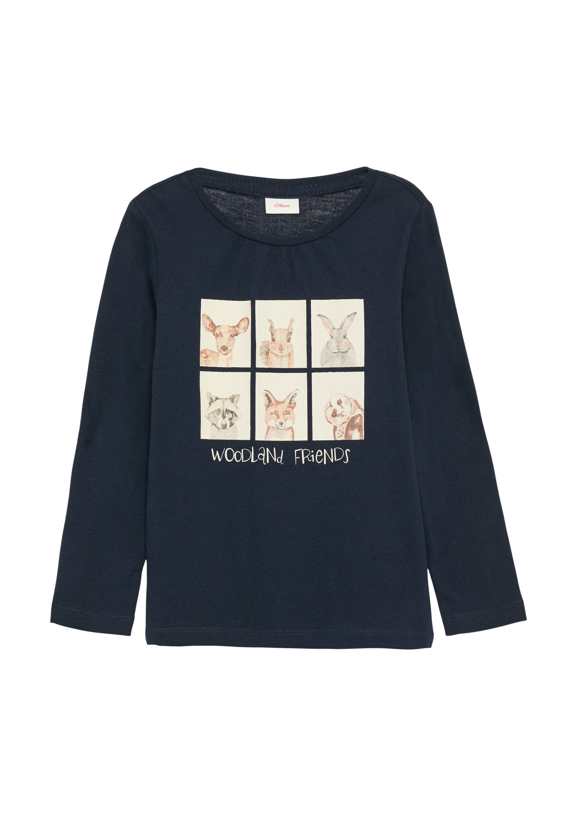 s.Oliver - Longsleeve mit Frontprint und Raffung, Kinder, blau von s.Oliver