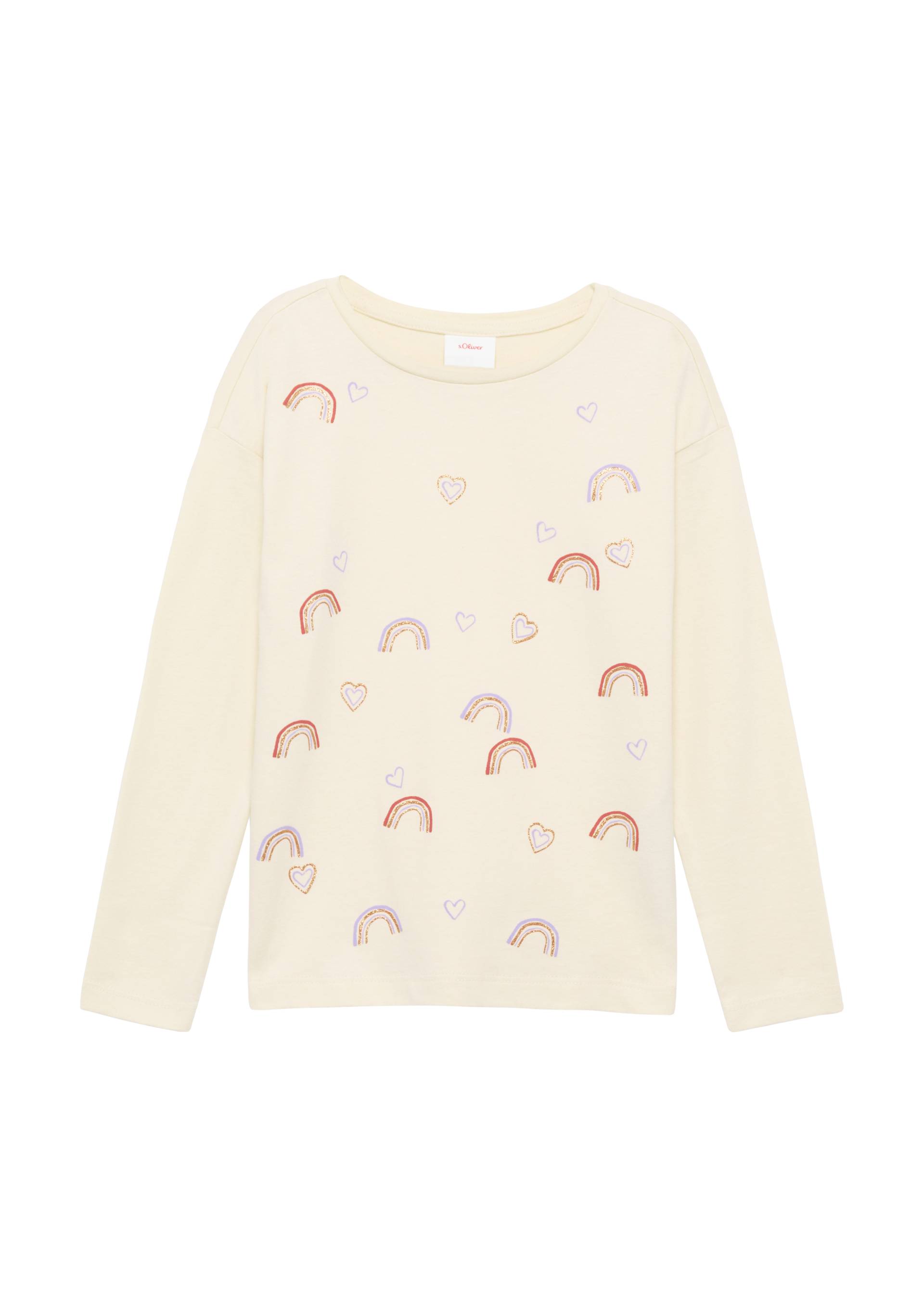 s.Oliver - Longsleeve mit Glitzerprint, Kinder, Beige von s.Oliver