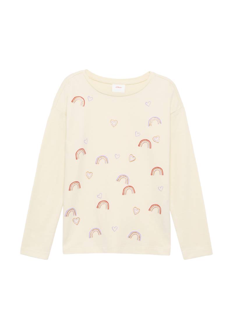 s.Oliver - Longsleeve mit Glitzerprint, Kinder, Beige von s.Oliver