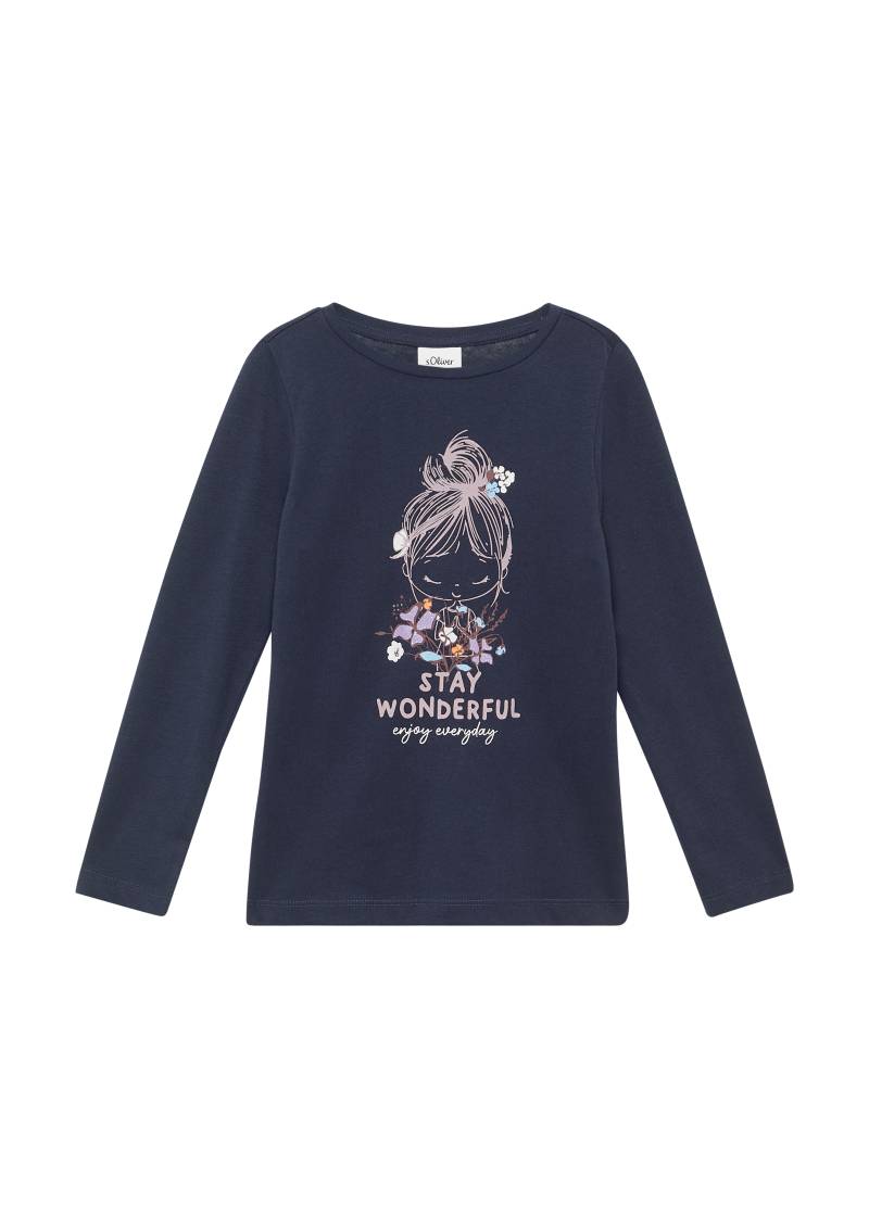 s.Oliver - Longsleeve mit Glitzerprint, Kinder, blau von s.Oliver