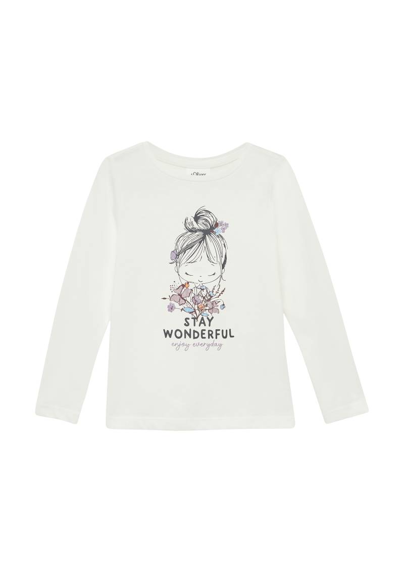 s.Oliver - Longsleeve mit Glitzerprint, Kinder, creme|weiß von s.Oliver