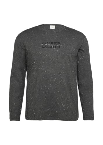 s.Oliver Meliertes Longsleeve aus Jersey mit Logo-Print dunkelgrau 5XL von s.Oliver