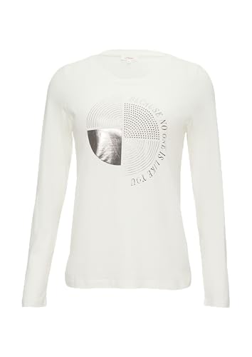 s.Oliver Longsleeve mit Metallic-Print und Schmucksteinen Ecru 42 von s.Oliver
