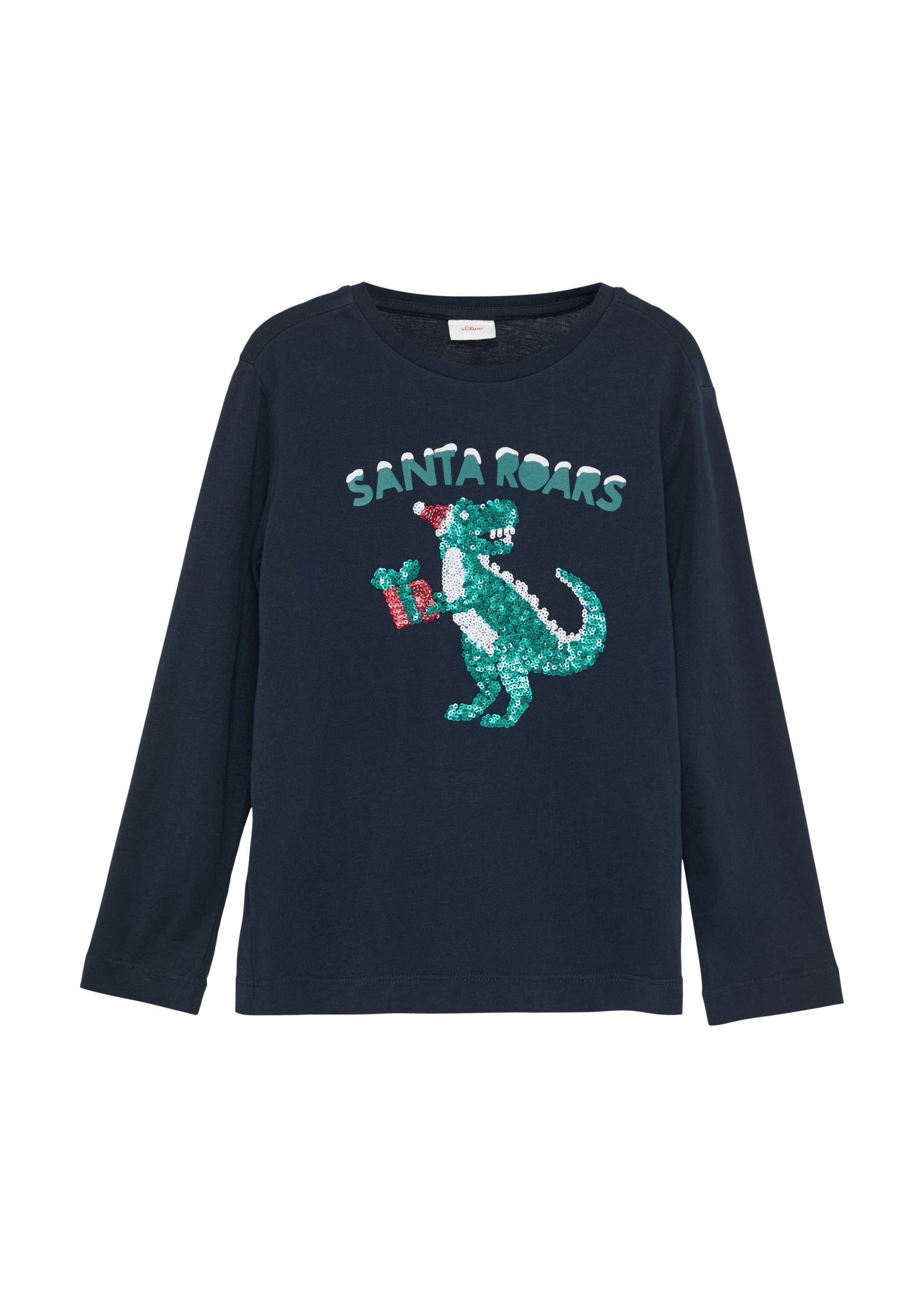 s.Oliver - Longsleeve mit Pailletten-Weihnachtsmotiv, Kinder, blau s.Oliver - Longsleeve mit Pailletten-Weihnachtsmotiv, Kinder, blau von s.Oliver