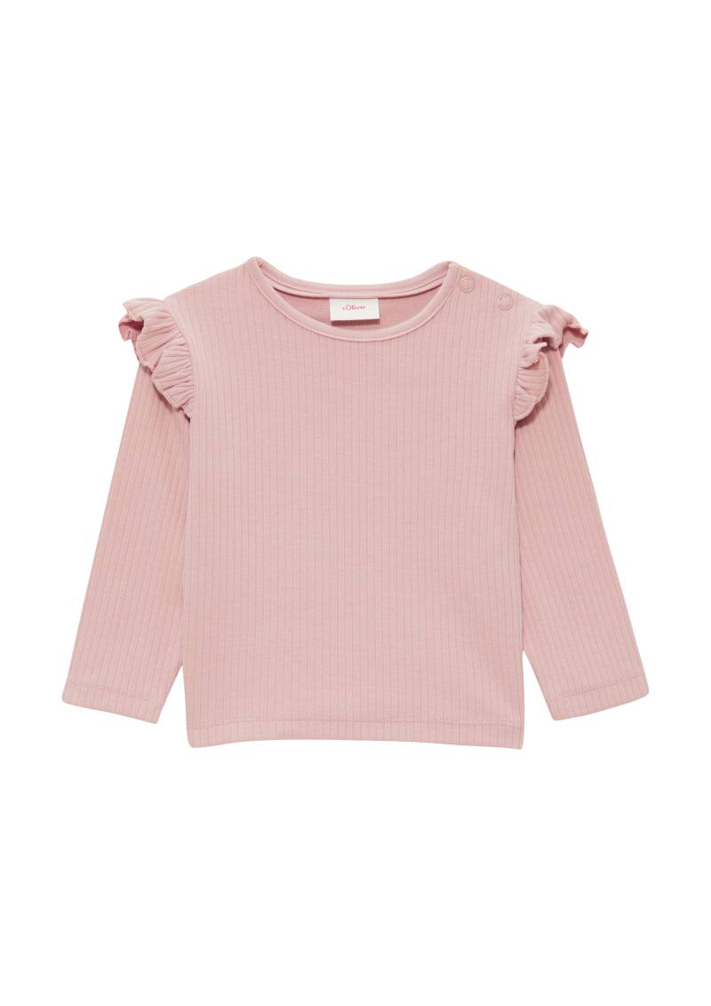 s.Oliver - Longsleeve mit Rippstruktur und Rüschen, Babys, Rosa von s.Oliver