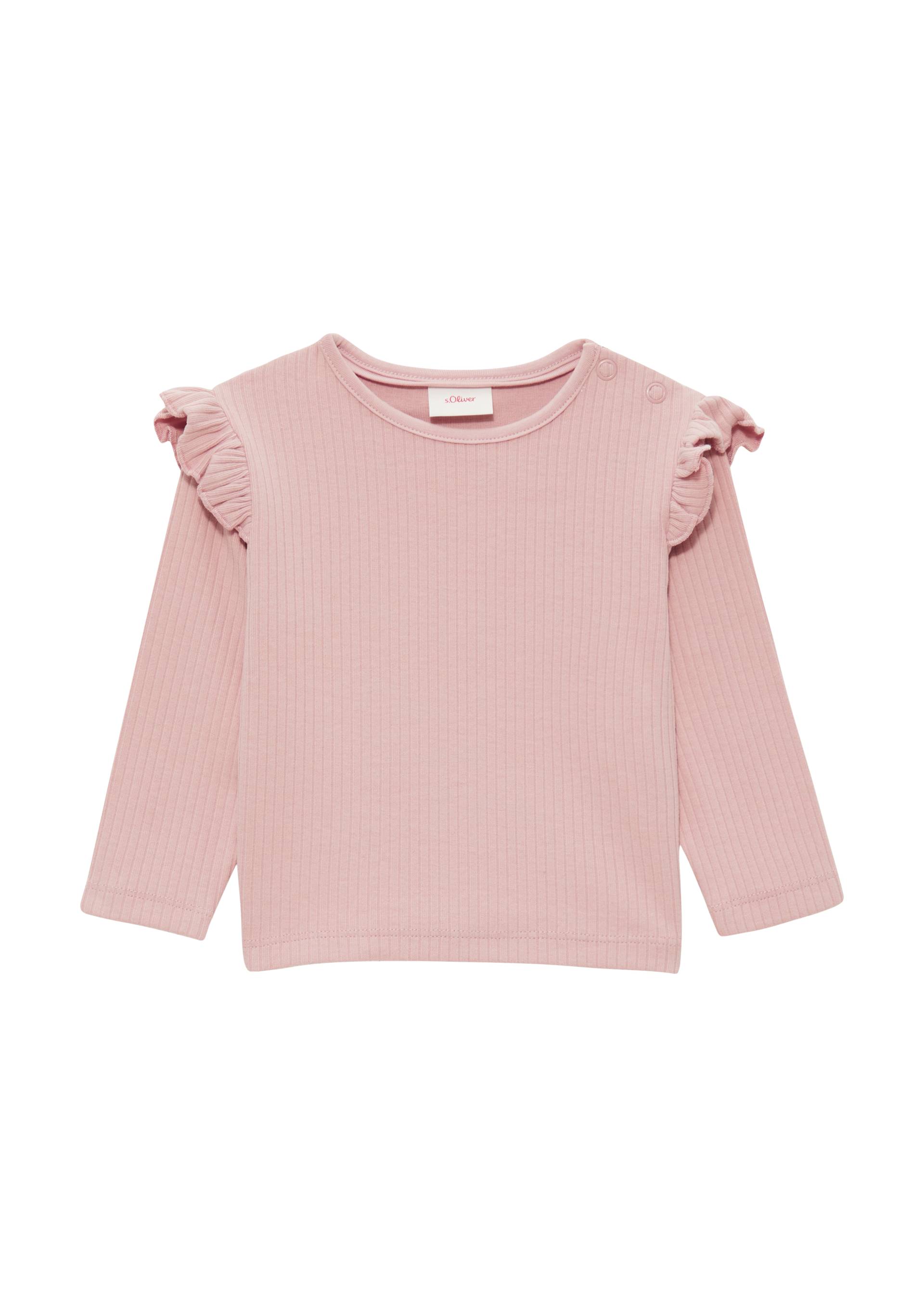 s.Oliver - Longsleeve mit Rippstruktur und Rüschen, Babys, Rosa von s.Oliver
