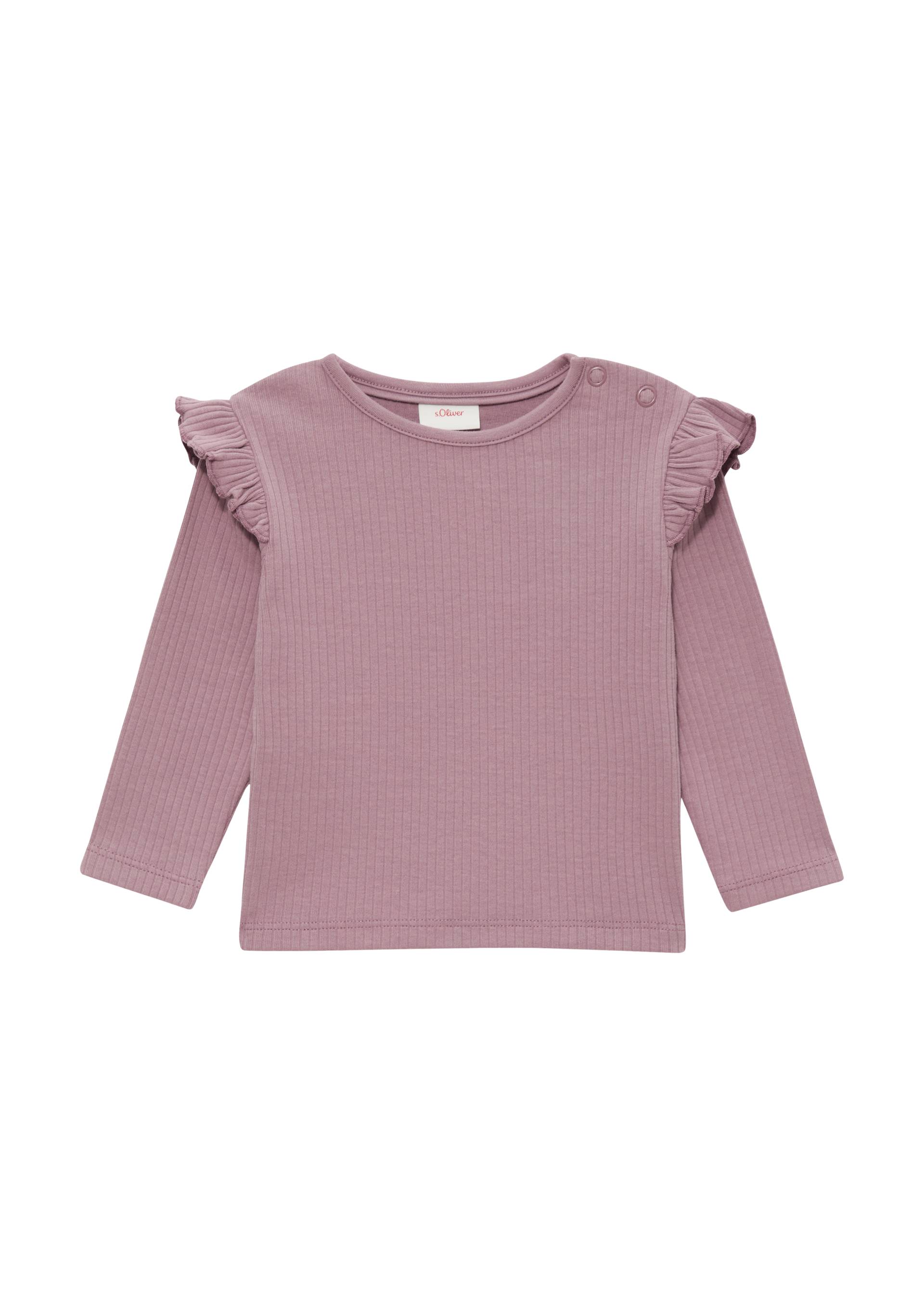 s.Oliver - Longsleeve mit Rippstruktur und Rüschen, Babys, lila von s.Oliver
