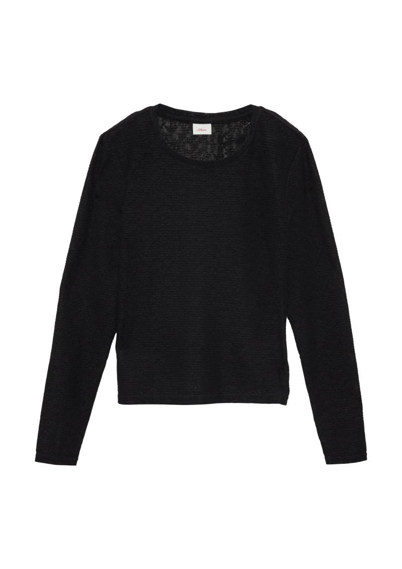 s.Oliver - Schmales Longsleeve aus elastischer Spitze, Mädchen, schwarz von s.Oliver