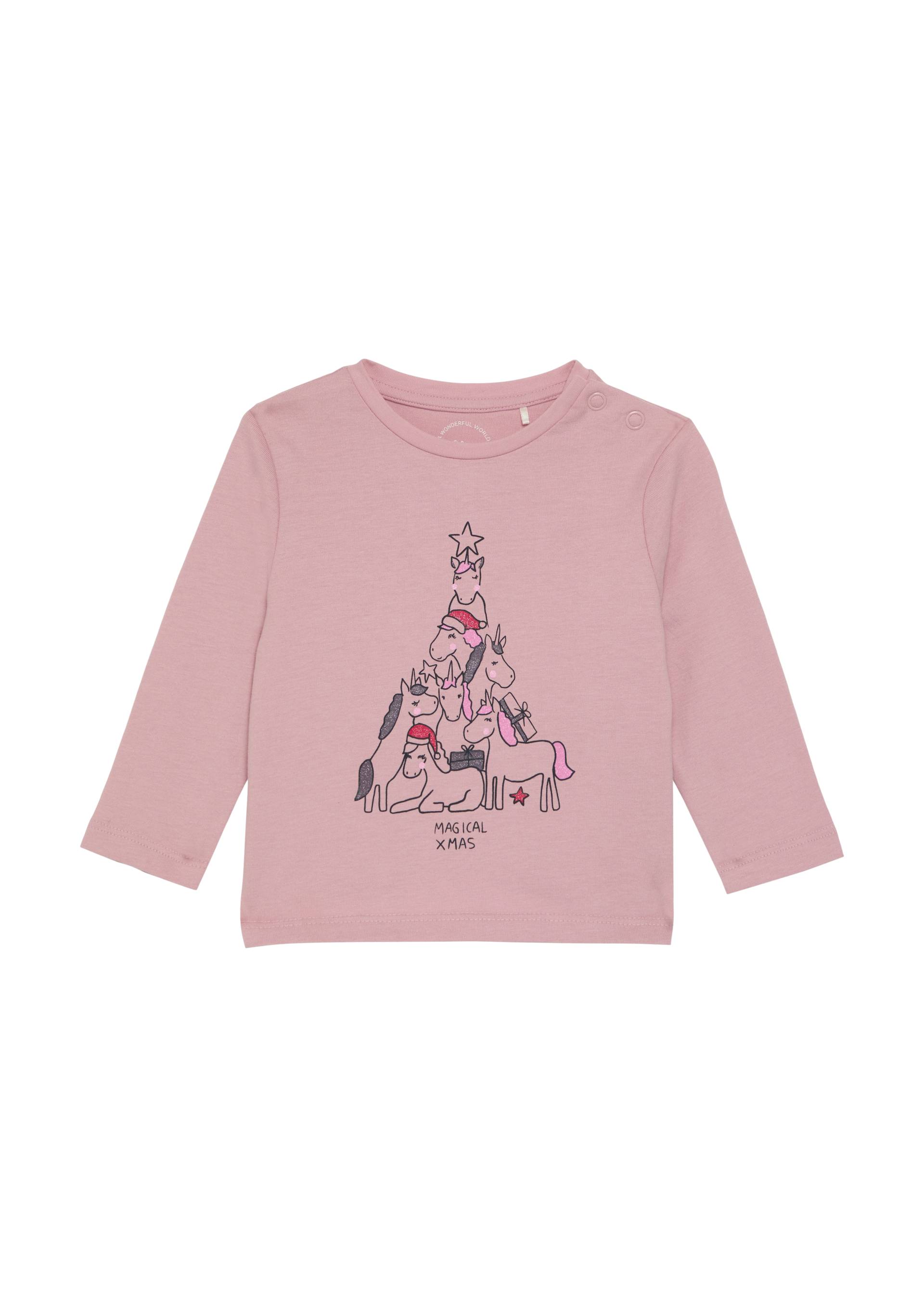 s.Oliver - Longsleeve mit Weihnachtsmotiv, Babys, Rosa von s.Oliver