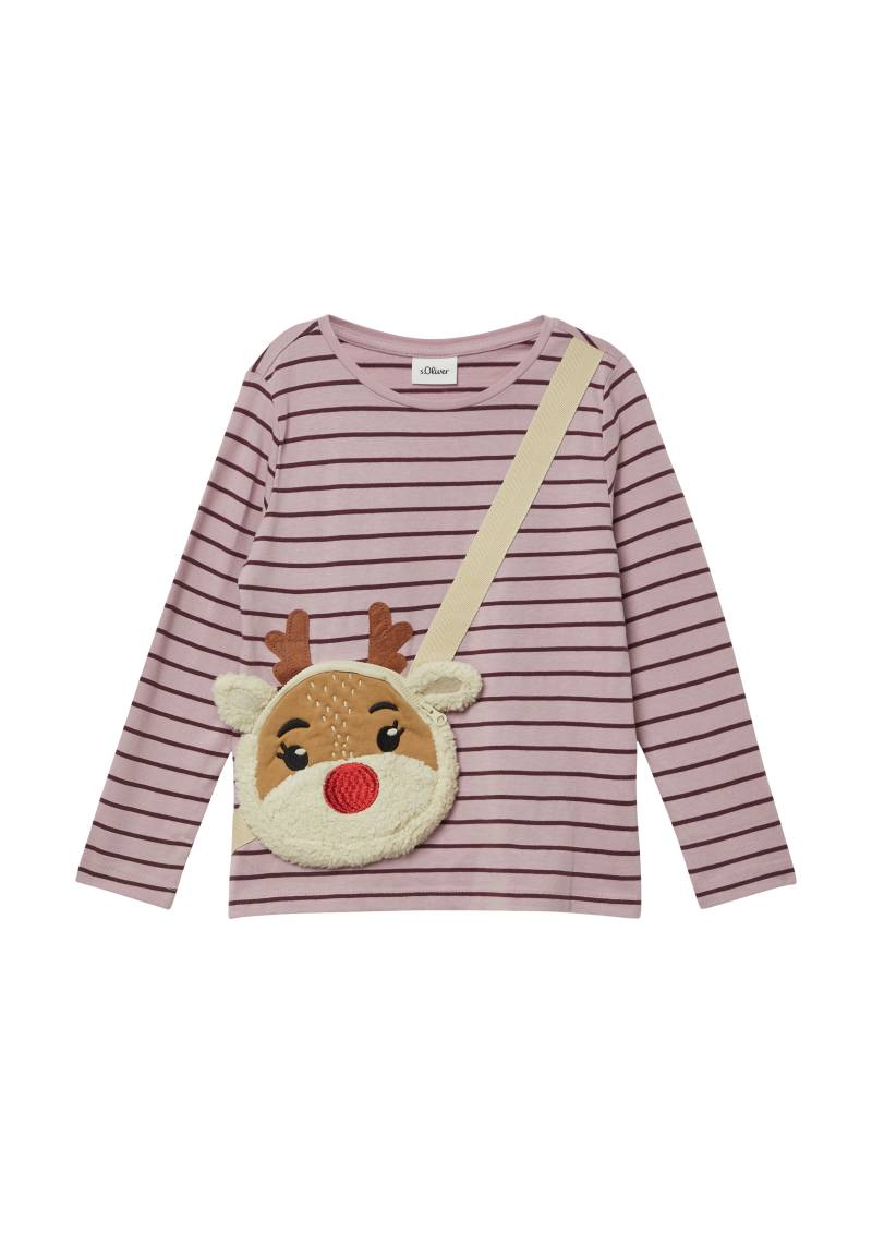 s.Oliver - Longsleeve mit Weihnachtsmotiv als aufgesetzte Reißverschlusstasche, Kinder, pink|mehrfarbig von s.Oliver