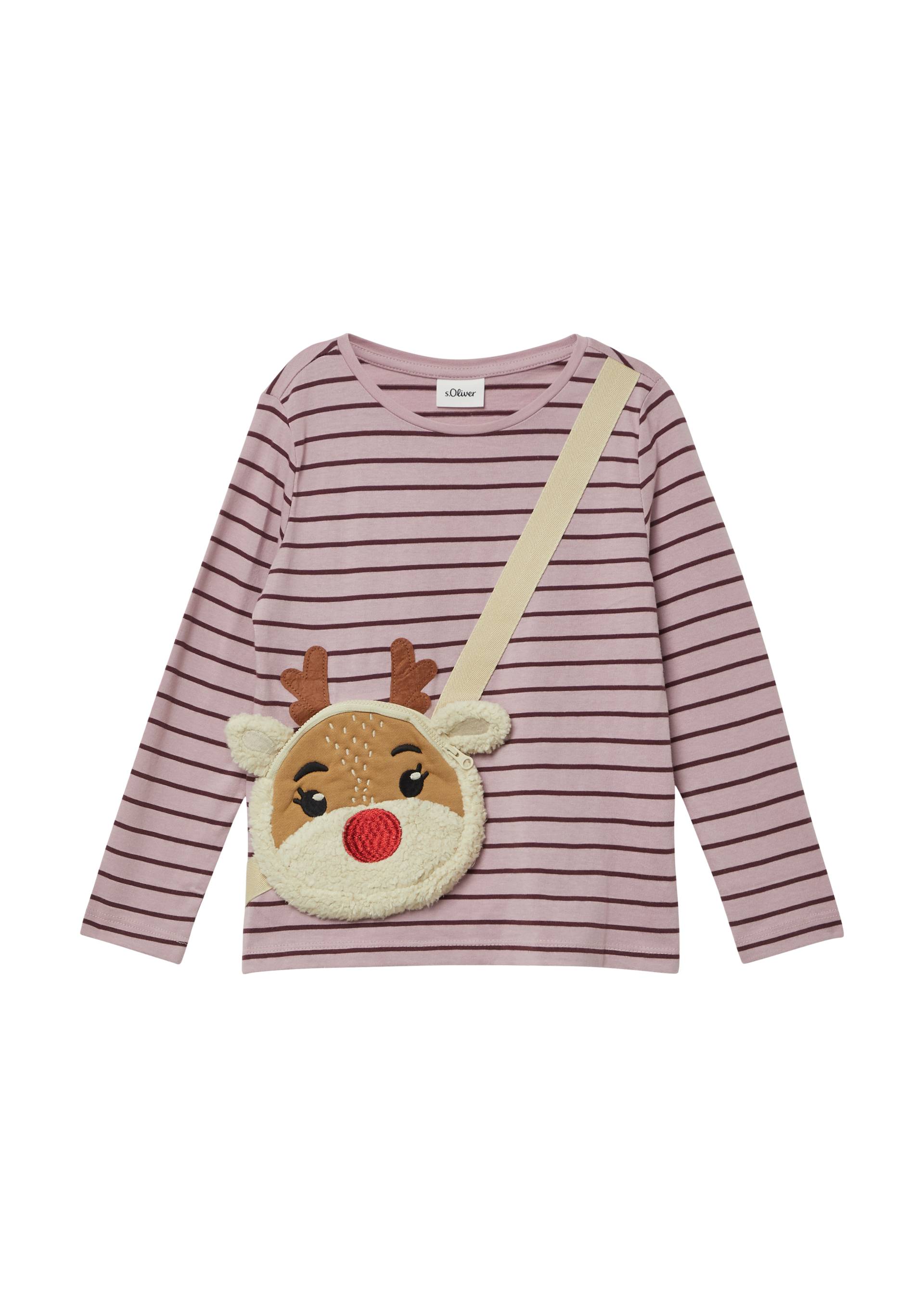 s.Oliver - Longsleeve mit Weihnachtsmotiv als aufgesetzte Reißverschlusstasche, Kinder, pink|mehrfarbig von s.Oliver
