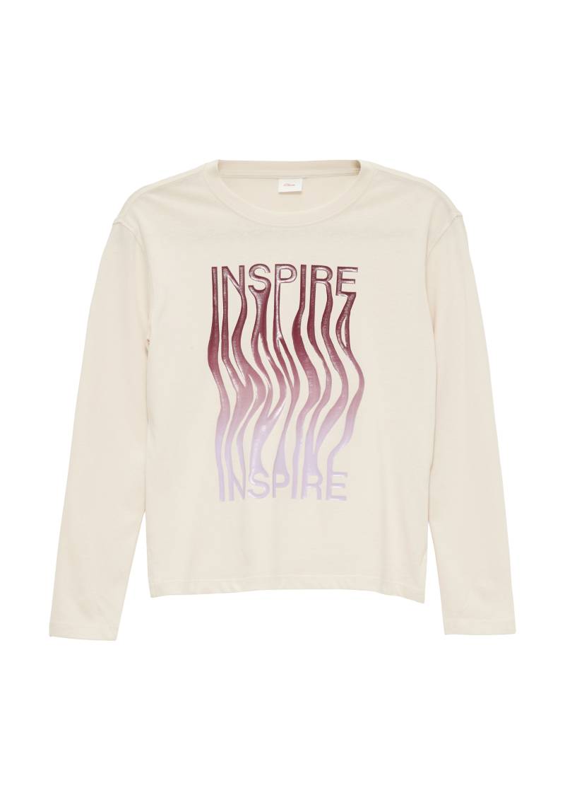 s.Oliver - Longsleeve mit gummiertem Frontprint, Mädchen, Beige von s.Oliver