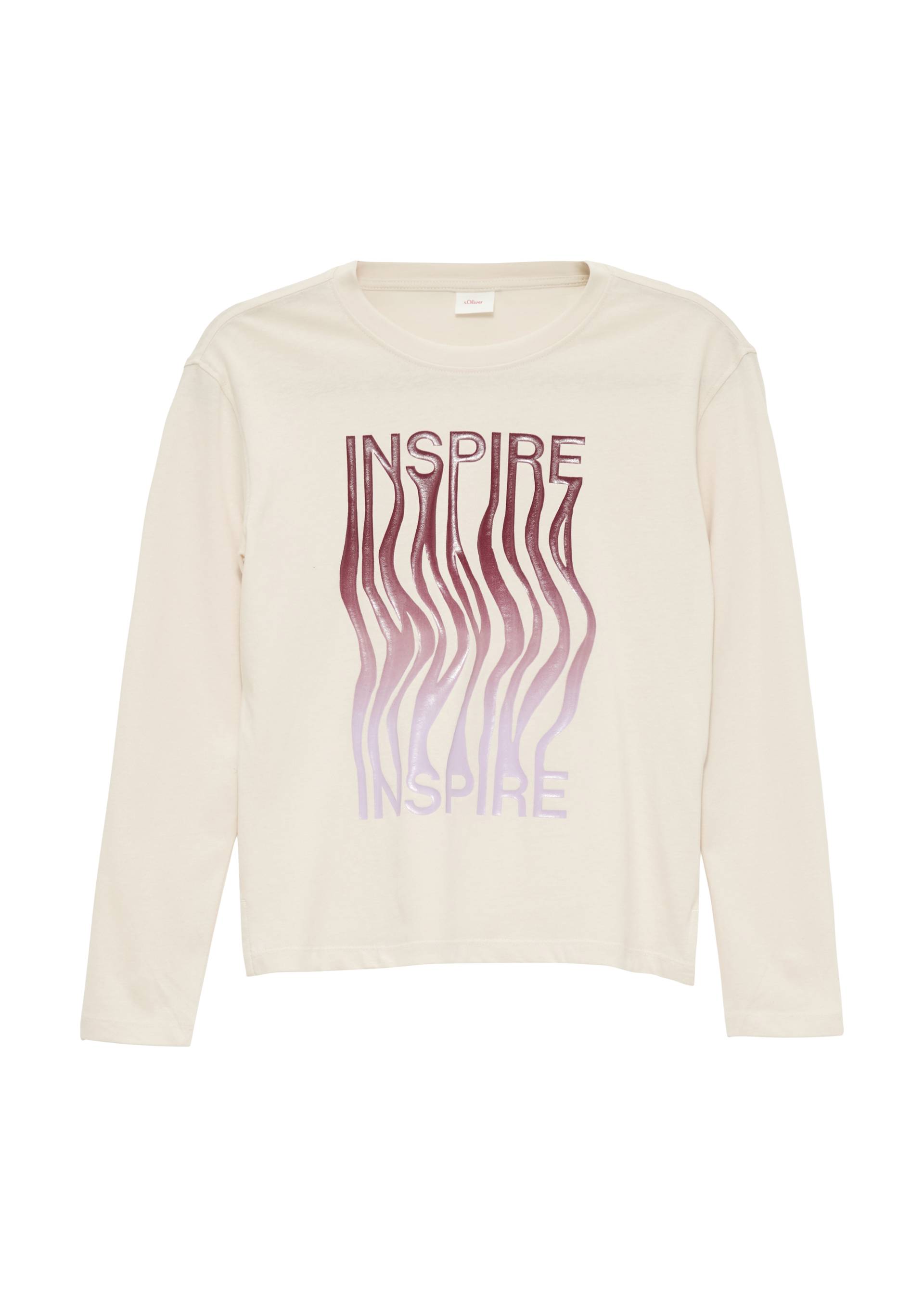 s.Oliver - Longsleeve mit gummiertem Frontprint, Mädchen, Beige von s.Oliver