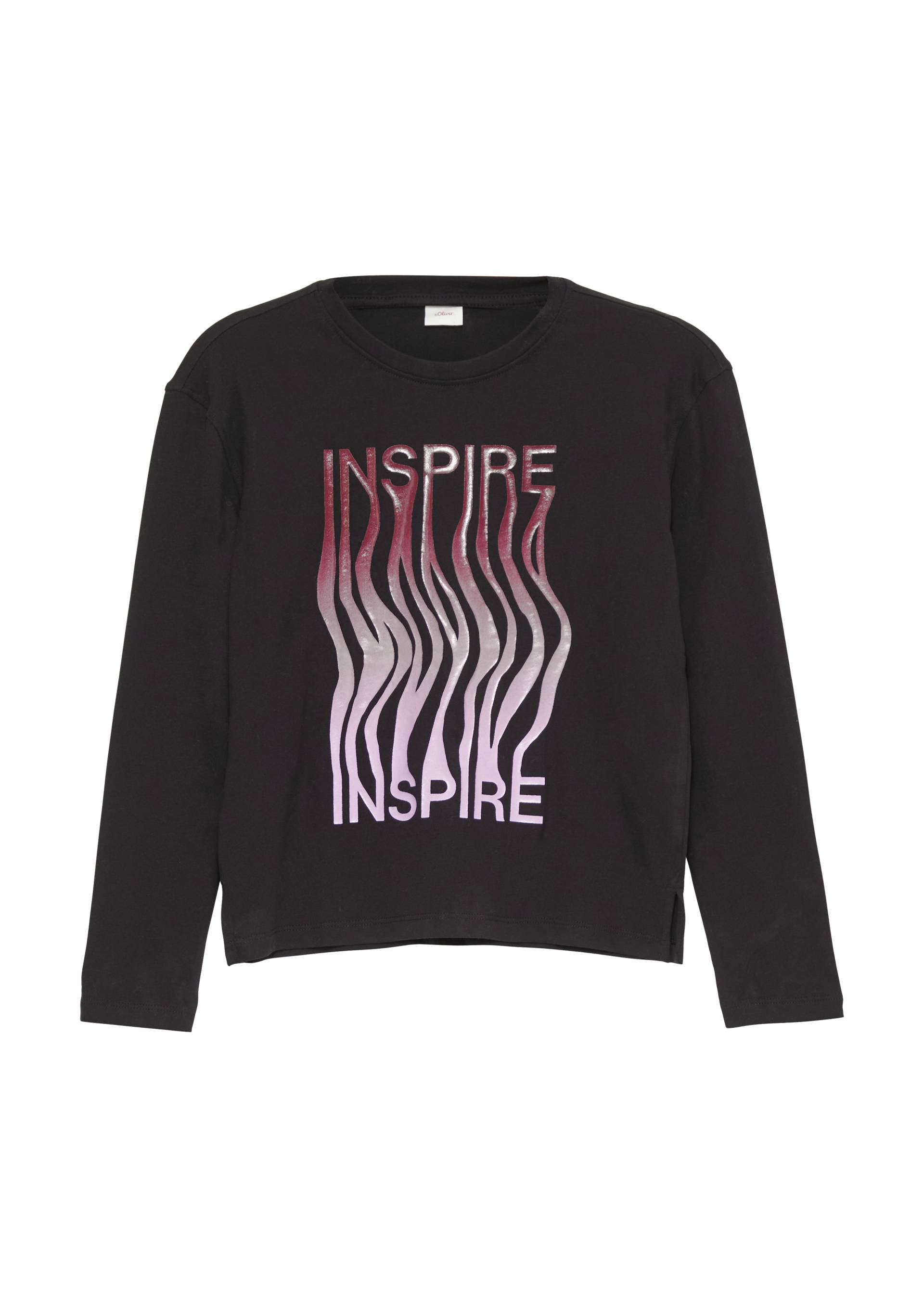 s.Oliver - Longsleeve mit gummiertem Frontprint, Mädchen, schwarz von s.Oliver