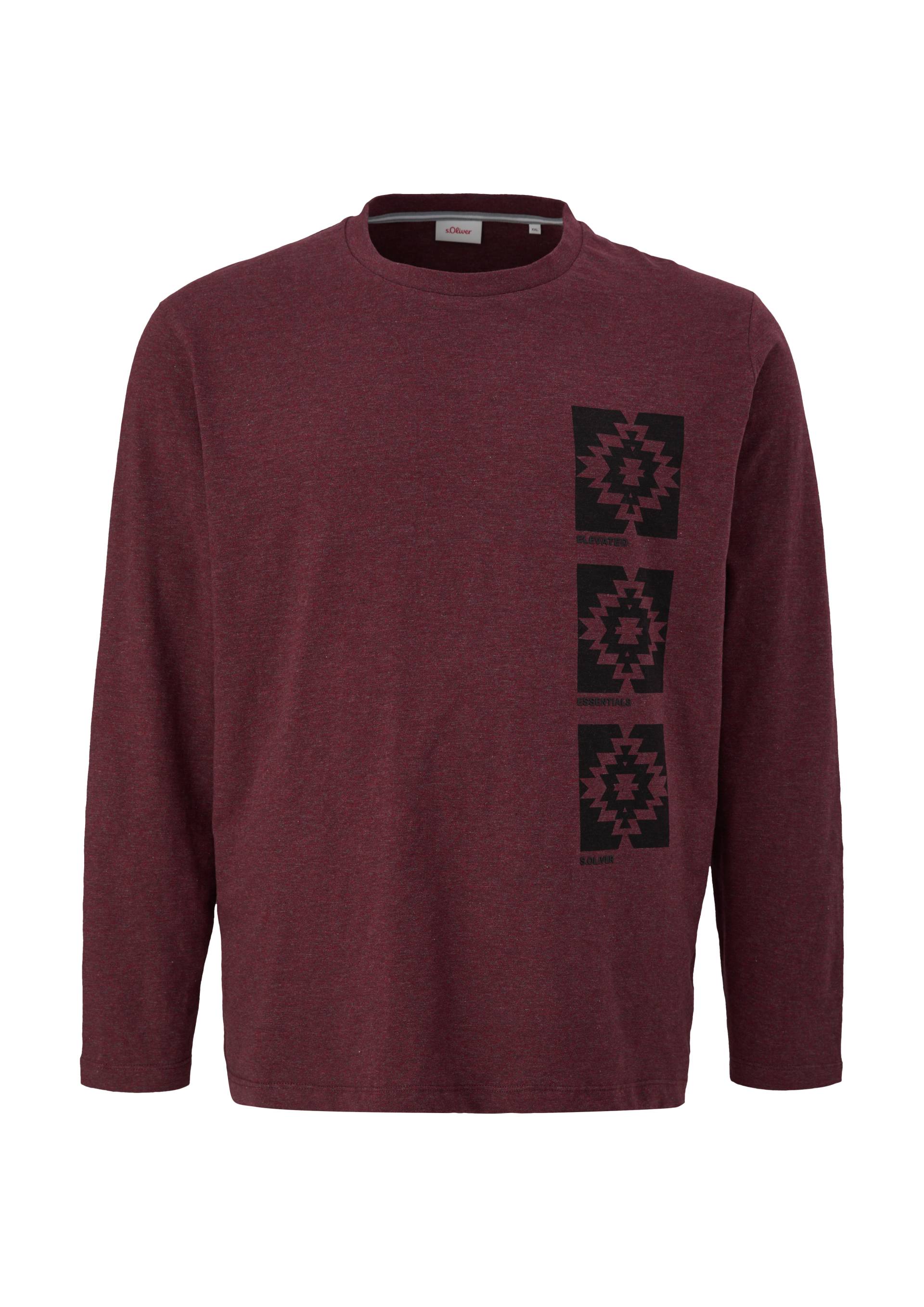 s.Oliver - Longsleeve mit gummiertem Grafik-Print, Herren, rot von s.Oliver