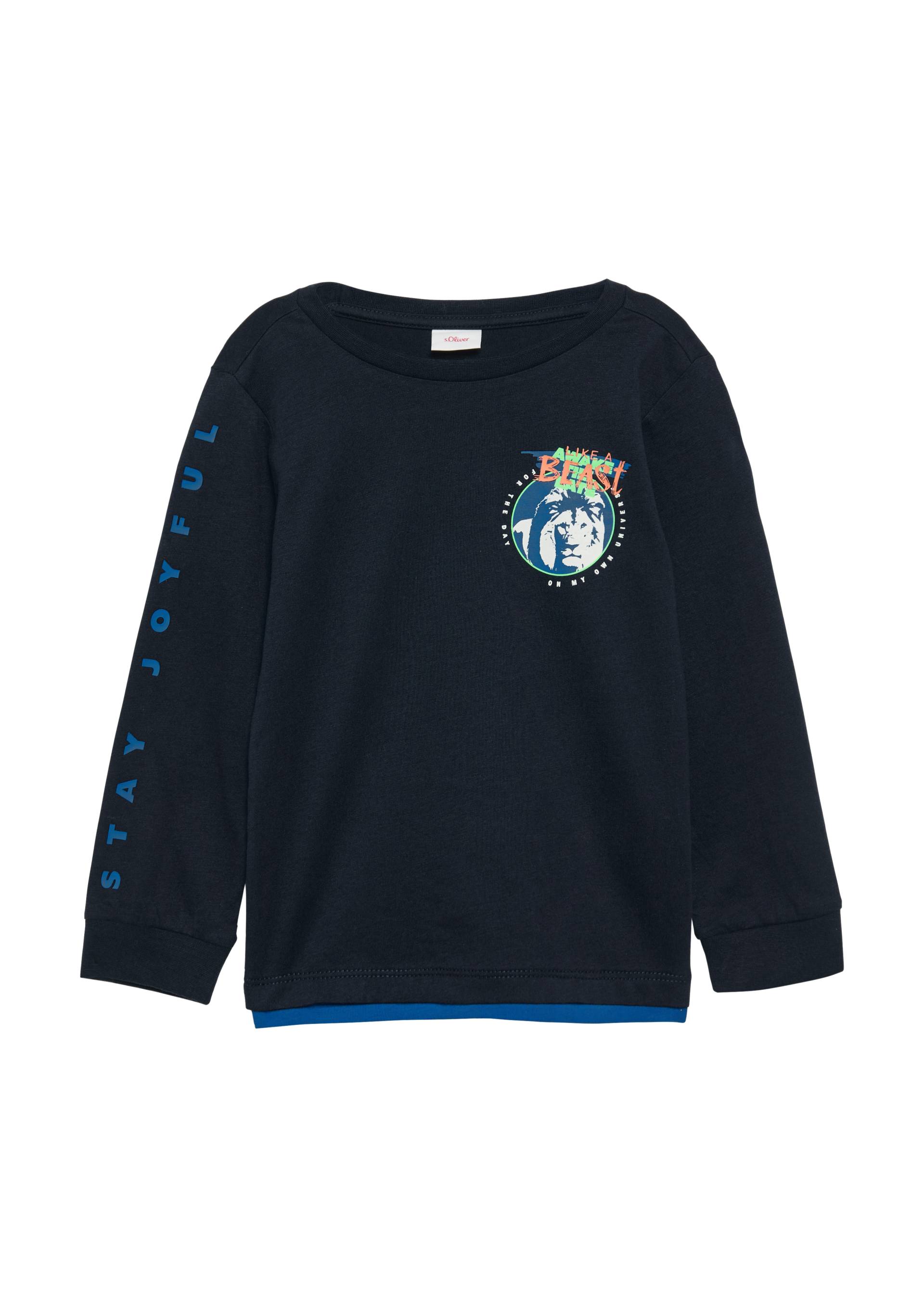 s.Oliver - Longsleeve mit gummierten Prints, Kinder, blau von s.Oliver