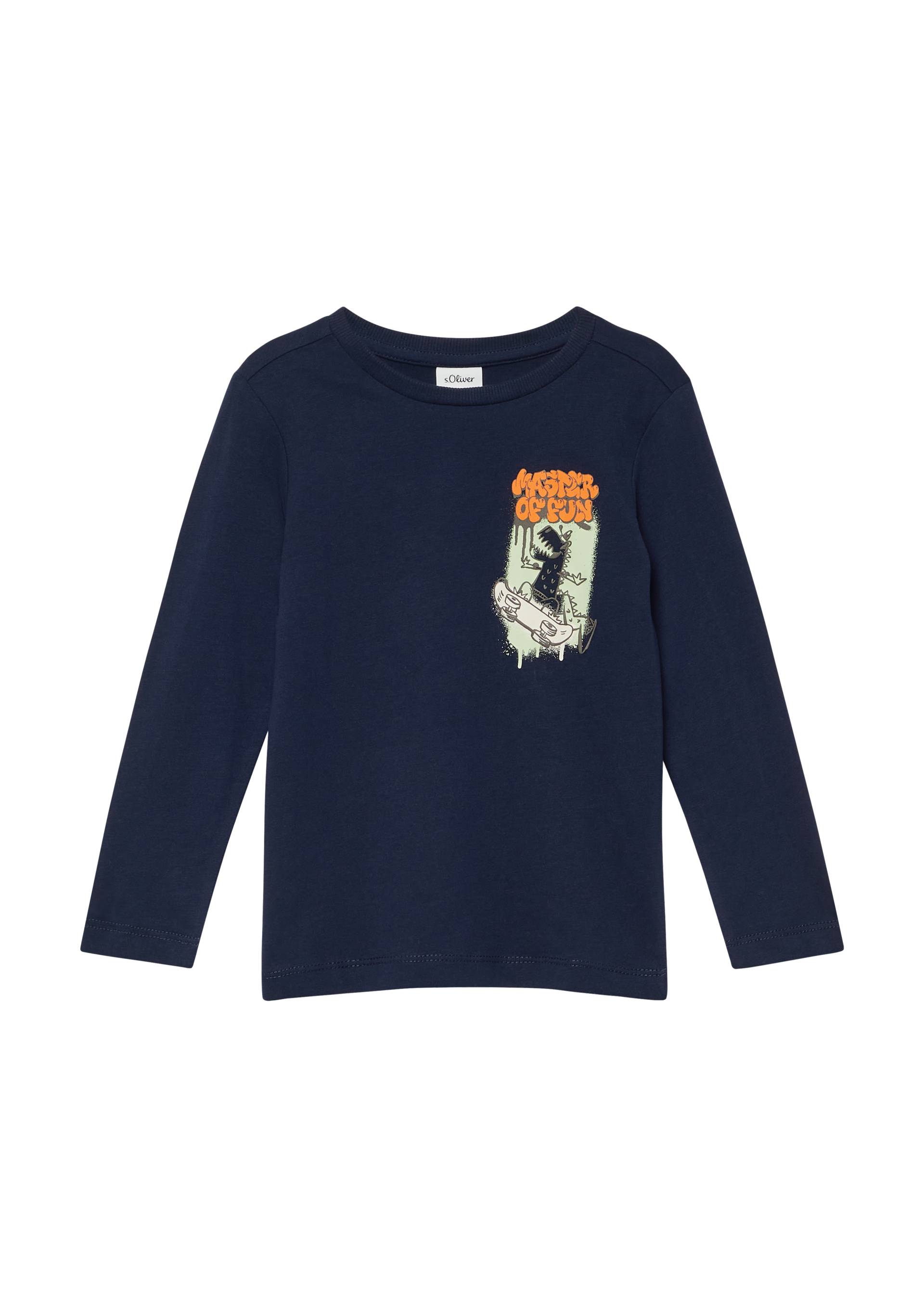 s.Oliver - Longsleeve mit strukturiertem Frontprint, Kinder, blau von s.Oliver