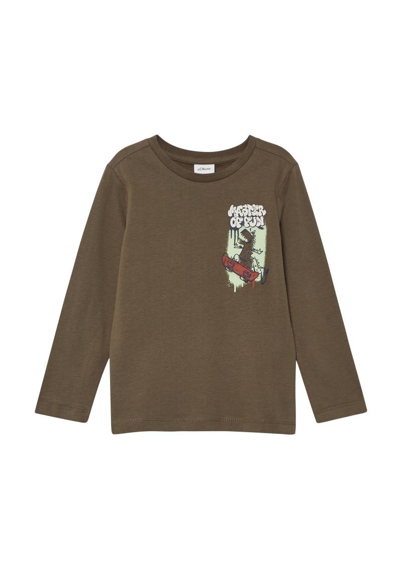 s.Oliver - Longsleeve mit strukturiertem Frontprint, Kinder, braun von s.Oliver