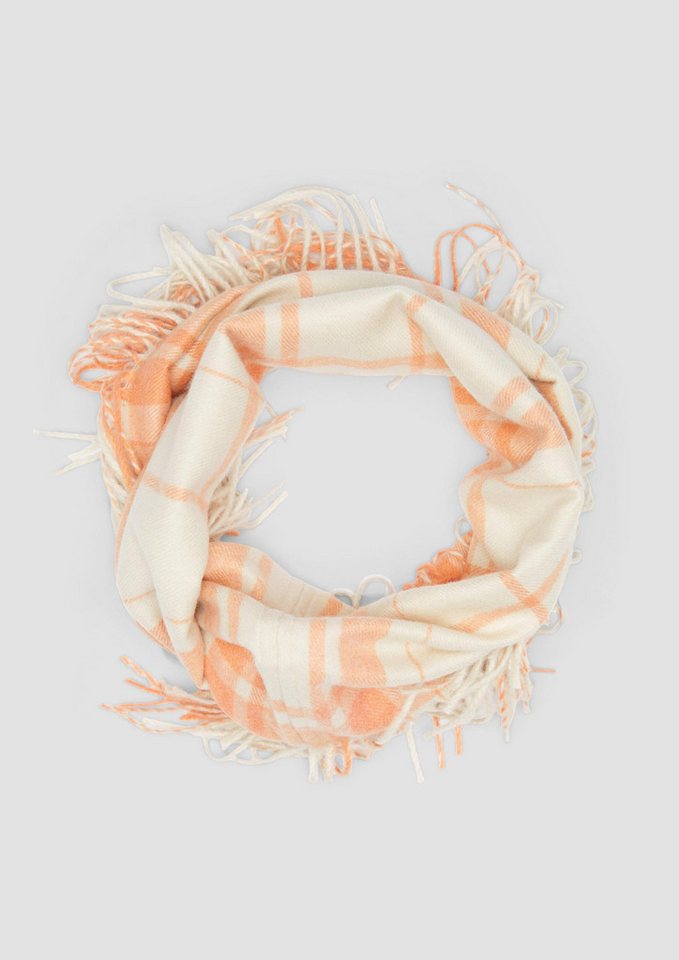 s.Oliver Loop Snood Karierter Loop-Schal mit Fransen, (1-St) von s.Oliver