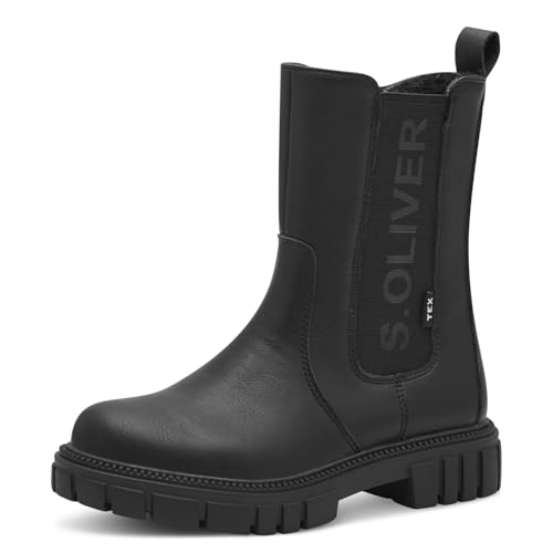 s.Oliver Mädchen Chelsea Boots mit Reißverschluss Wasserabweisend, Schwarz (Black), 34 EU von s.Oliver