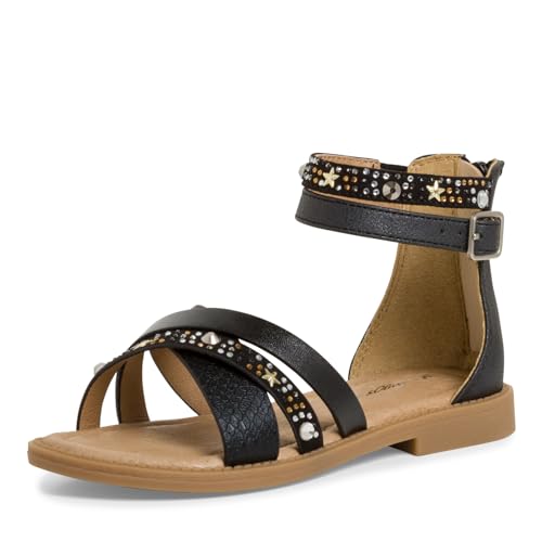 s.Oliver Mädchen Sandalen mit Reißverschluss Glitzer, Schwarz (Black Comb.), 33 EU von s.Oliver