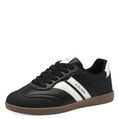 s.Oliver Mädchen Sneaker flach mit Schnürsenkeln Bequem, Schwarz (Black Comb.), 33 EU von s.Oliver