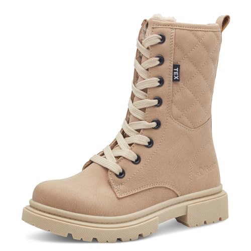 s.Oliver Mädchen Winterstiefeletten zum Schnüren Gefüttert Wasserabweisend, Beige (Sand), 37 EU von s.Oliver
