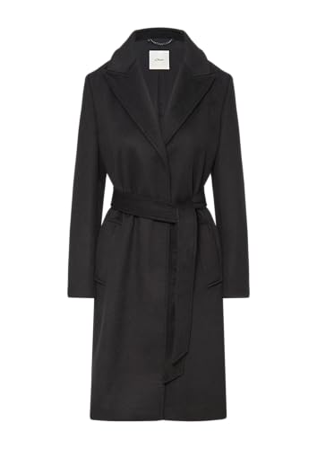 s.Oliver BLACK LABEL Mantel aus Wollmix mit Druckknöpfen und Bindegürtel schwarz 40 von s.Oliver BLACK LABEL