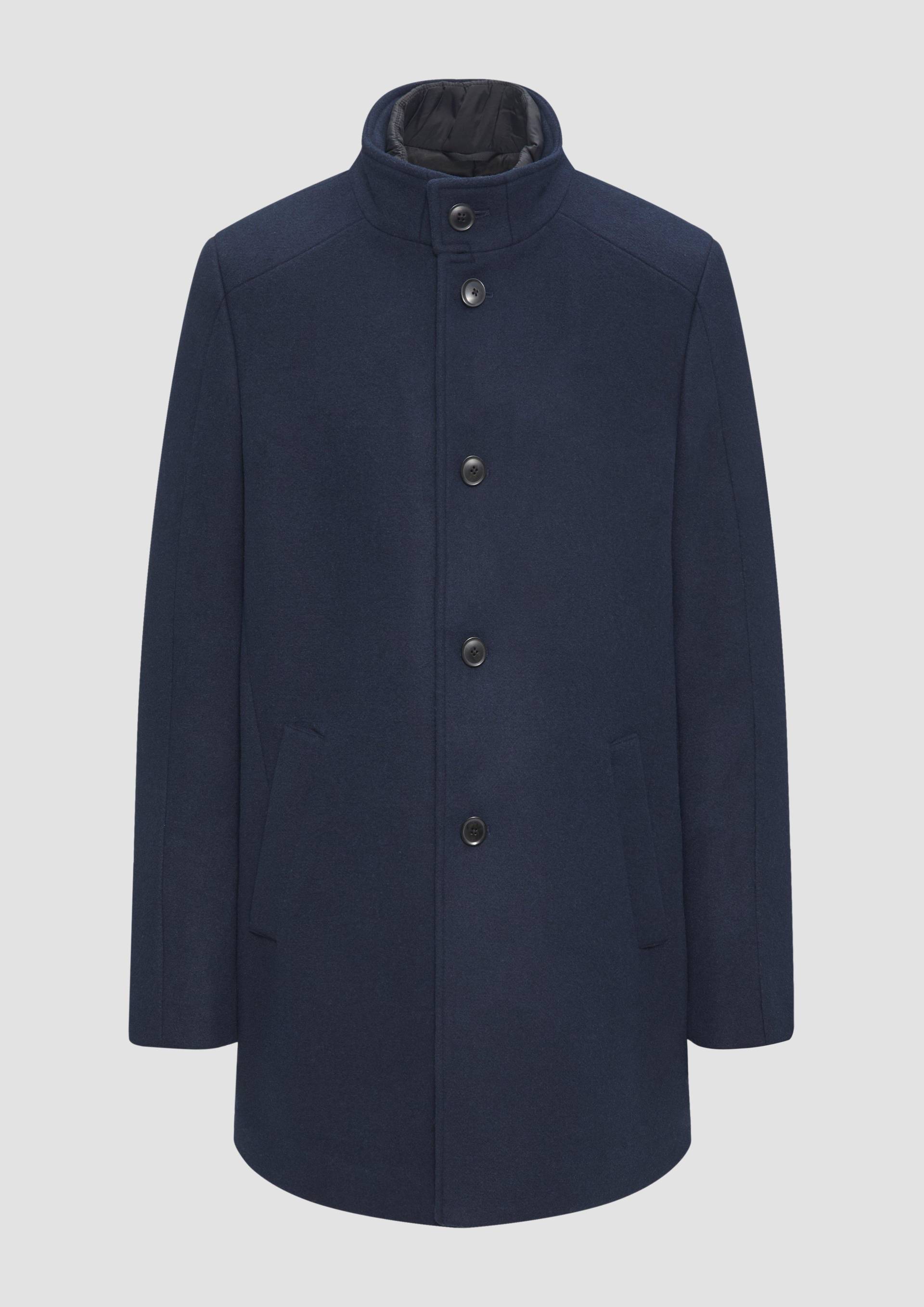 s.Oliver - Mantel aus Wollmix mit fixiertem Stepp-Einsatz, Herren, blau von s.Oliver