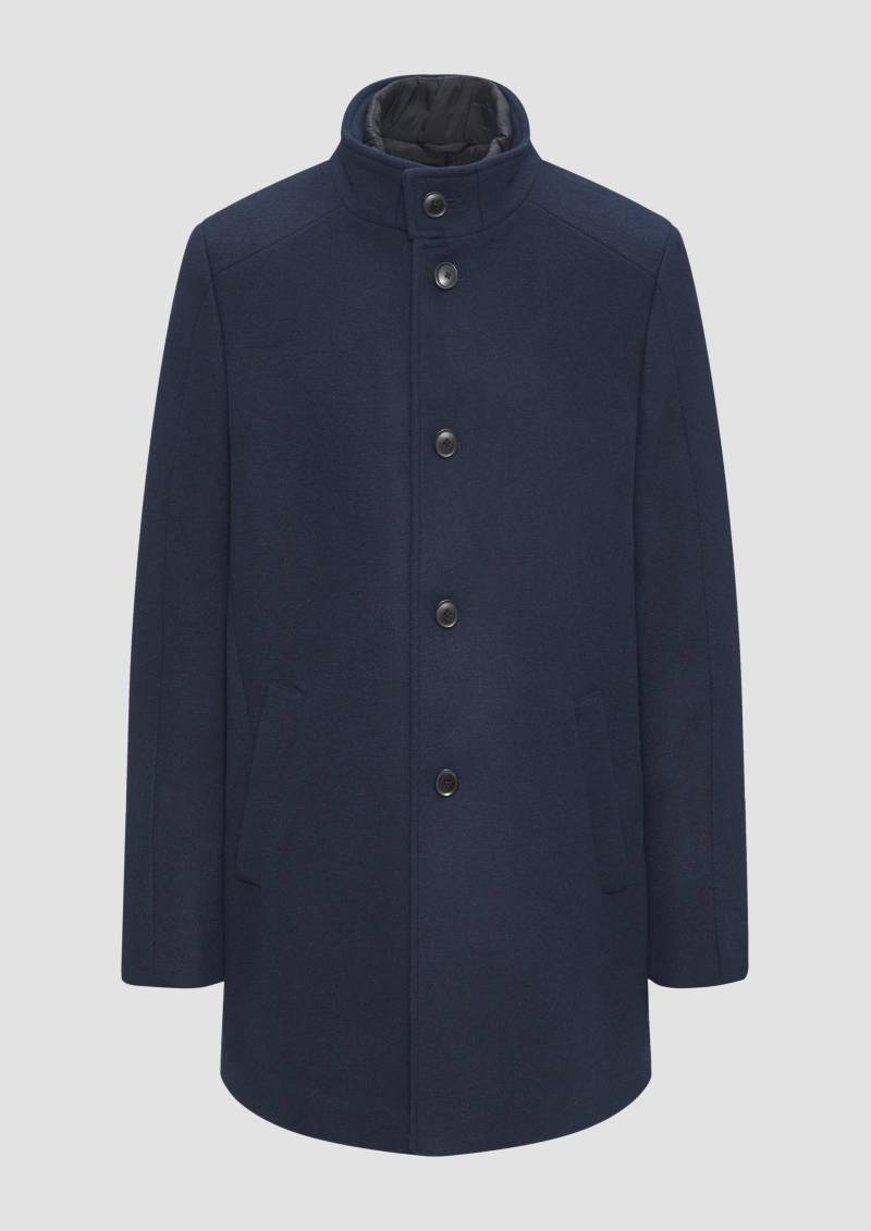 s.Oliver - Mantel aus Wollmix mit fixiertem Stepp-Einsatz, Herren, blau von s.Oliver