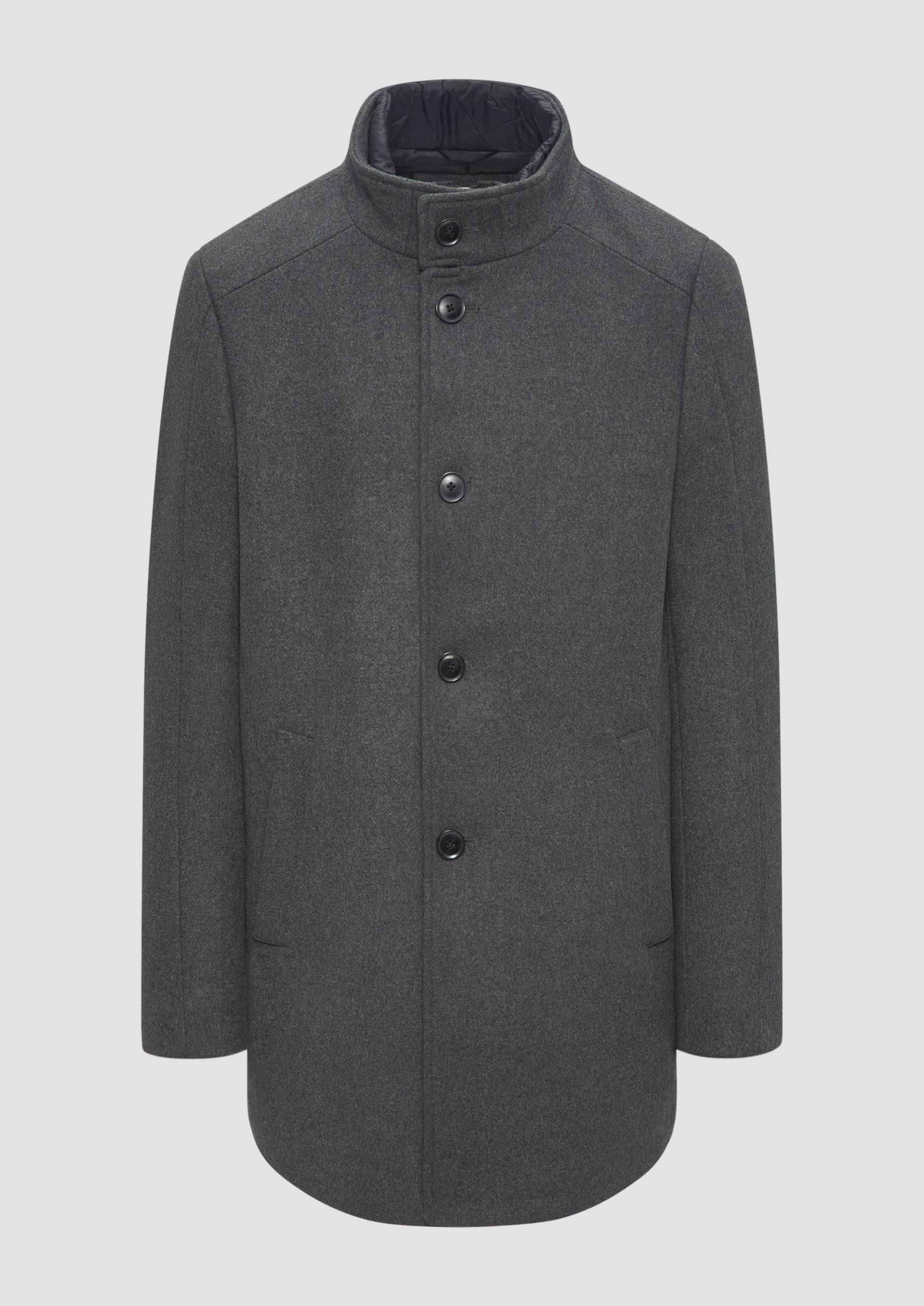 s.Oliver - Mantel aus Wollmix mit fixiertem Stepp-Einsatz, Herren, grau von s.Oliver