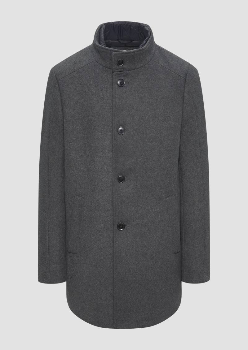 s.Oliver - Mantel aus Wollmix mit fixiertem Stepp-Einsatz, Herren, grau von s.Oliver