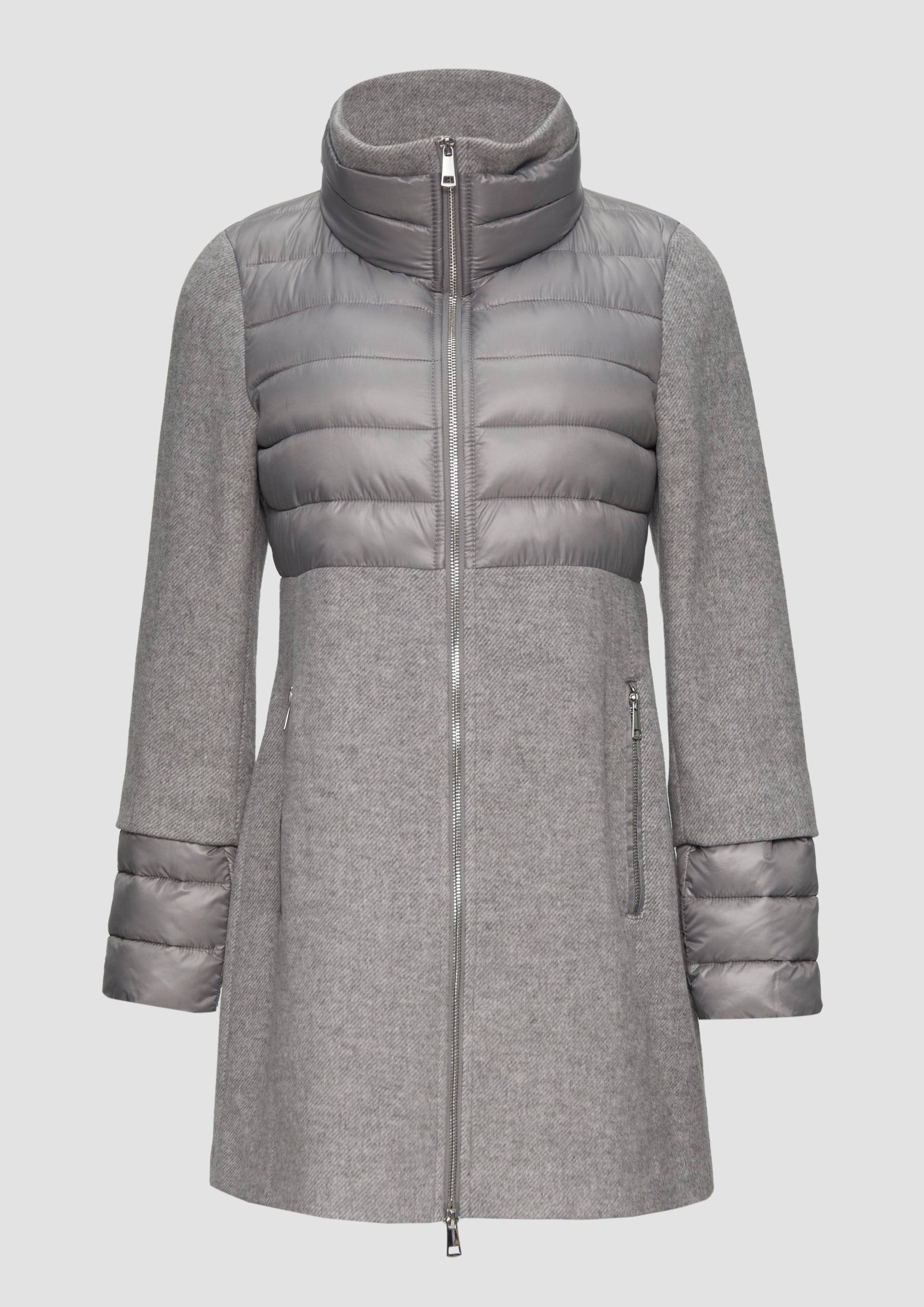 s.Oliver - Mantel im Fabricmix mit hohem Stehkragen, Damen, grau von s.Oliver