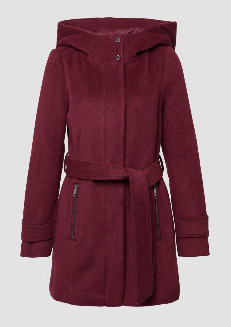 s.Oliver - Wollmix-Mantel im Slim Fit mit Gürtel, Damen, rot von s.Oliver